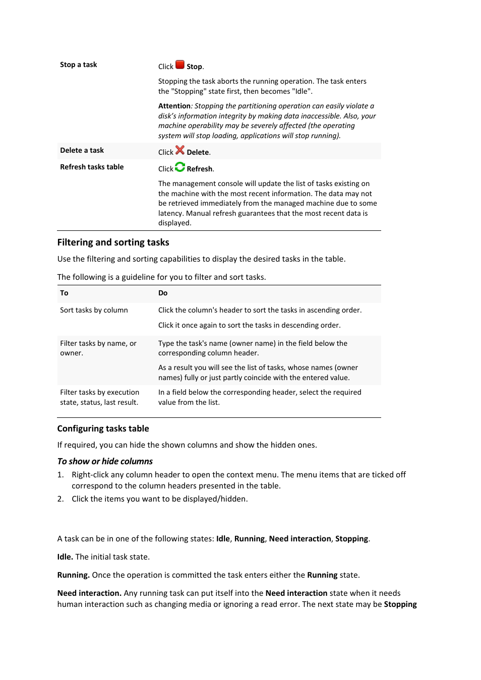1 task states | Acronis Disk Director 11 Advanced Workstation - User Guide User Manual | Page 28 / 93