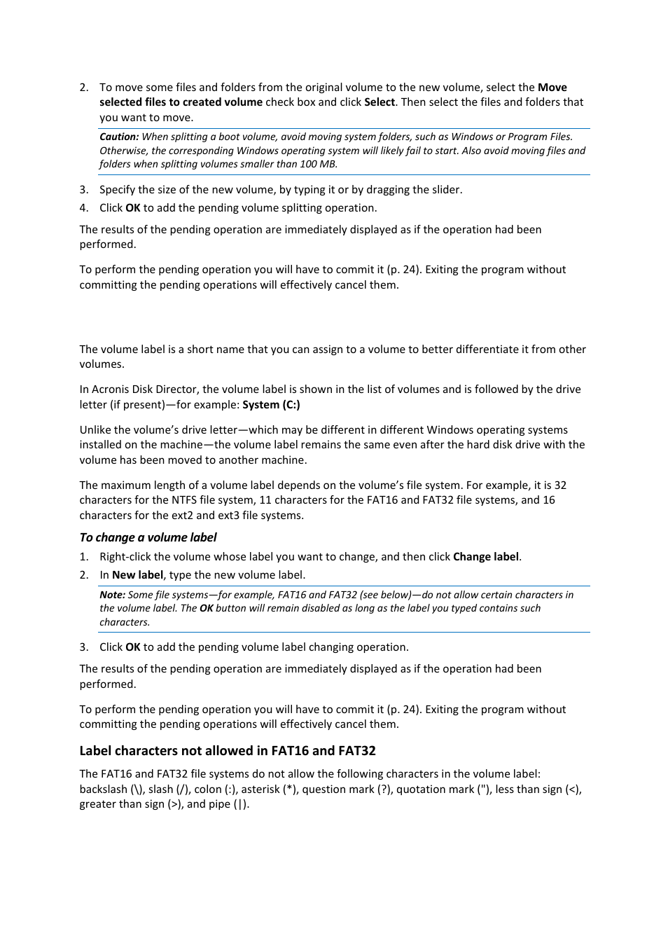 9 changing a volume label, Changing a volume label | Acronis Disk Director 11 Advanced Workstation - User Guide User Manual | Page 43 / 93