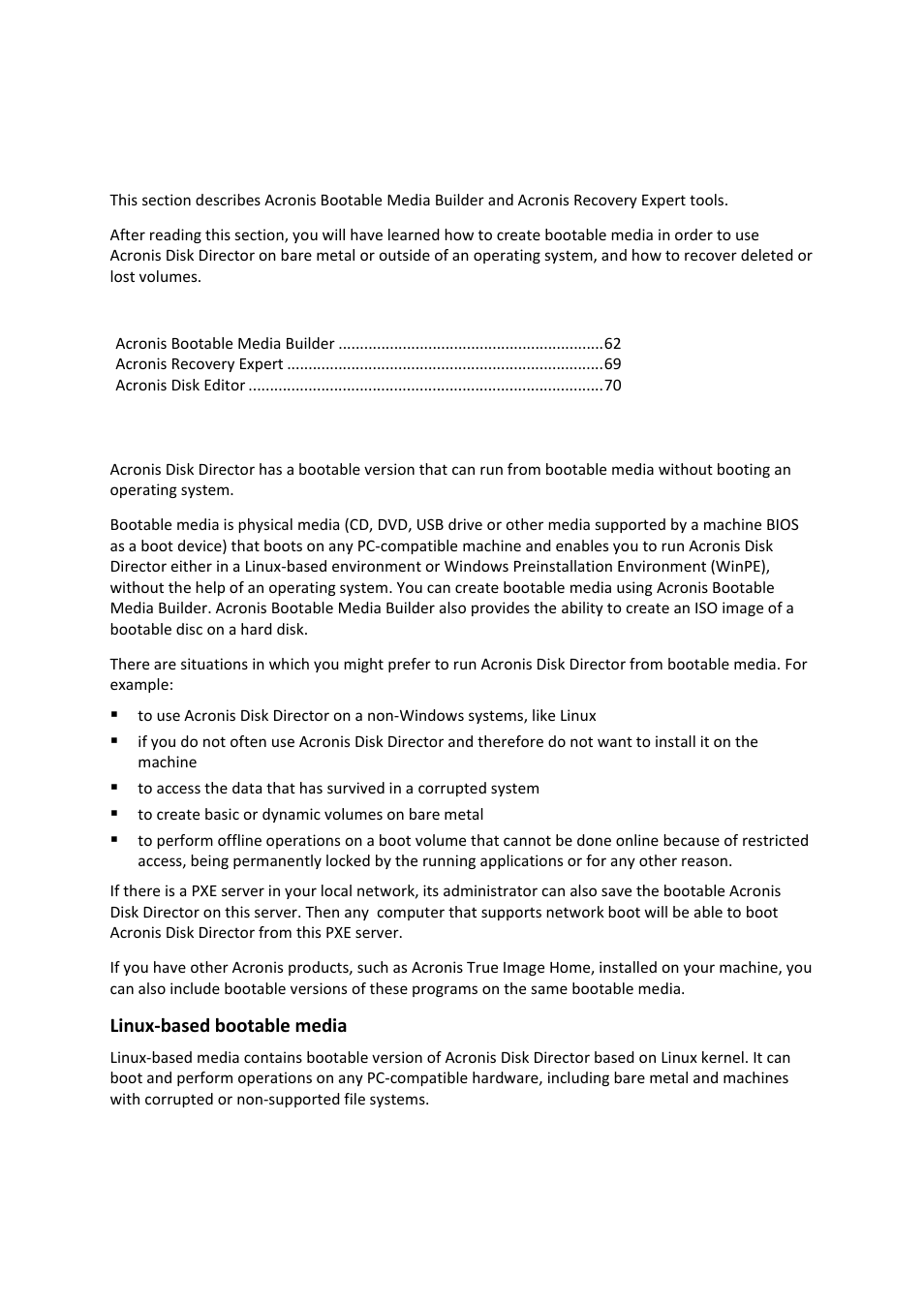 8 tools, 1 acronis bootable media builder, Tools | Acronis bootable media builder | Acronis Disk Director 11 Advanced Workstation - User Guide User Manual | Page 62 / 93