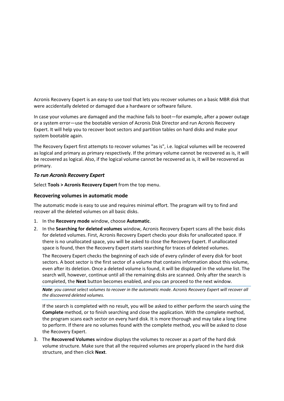 2 acronis recovery expert, Acronis recovery expert, 69) t | Acronis Disk Director 11 Advanced Workstation - User Guide User Manual | Page 69 / 93