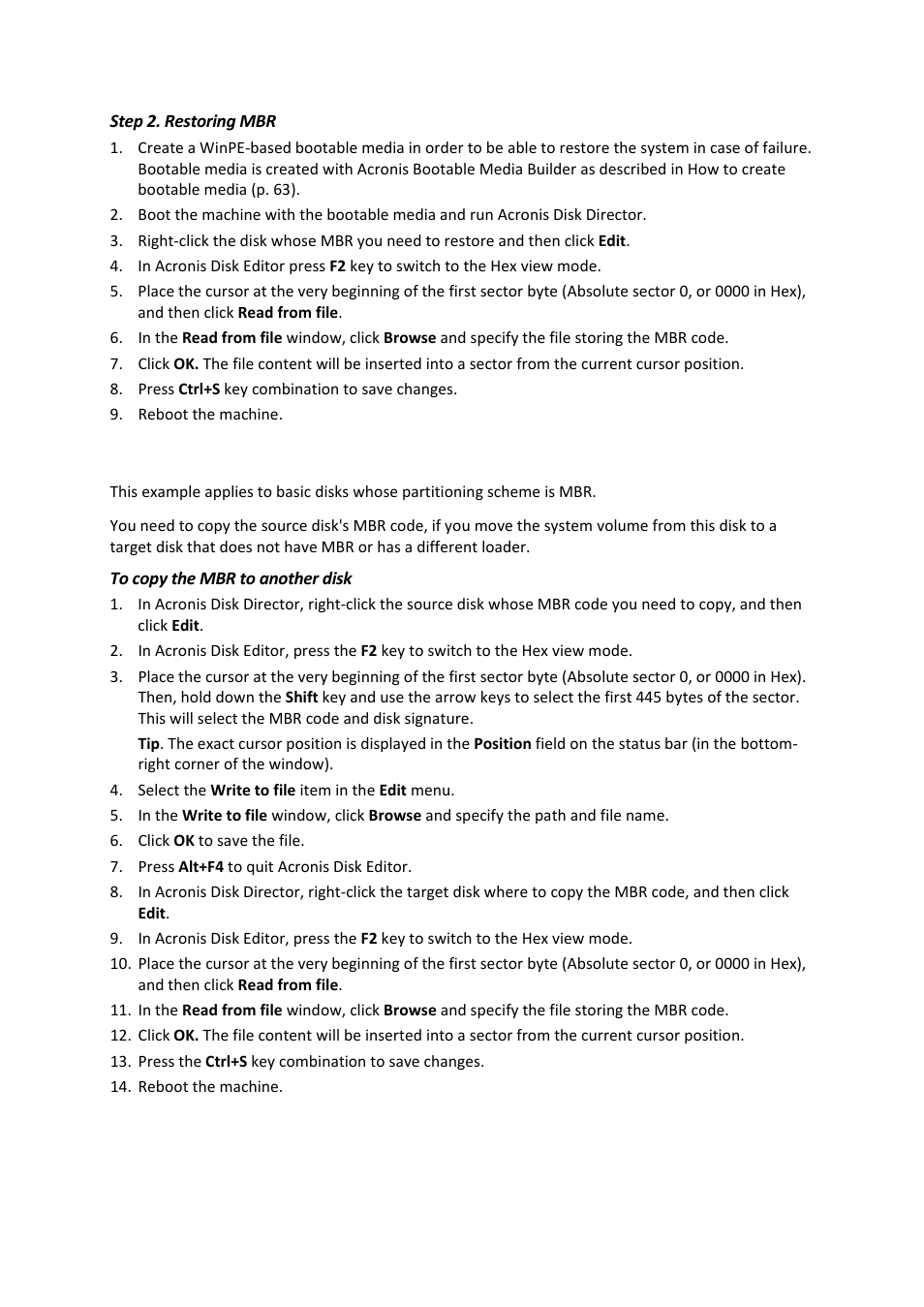 2 copying the mbr to another disk | Acronis Disk Director 11 Advanced Workstation - User Guide User Manual | Page 75 / 93