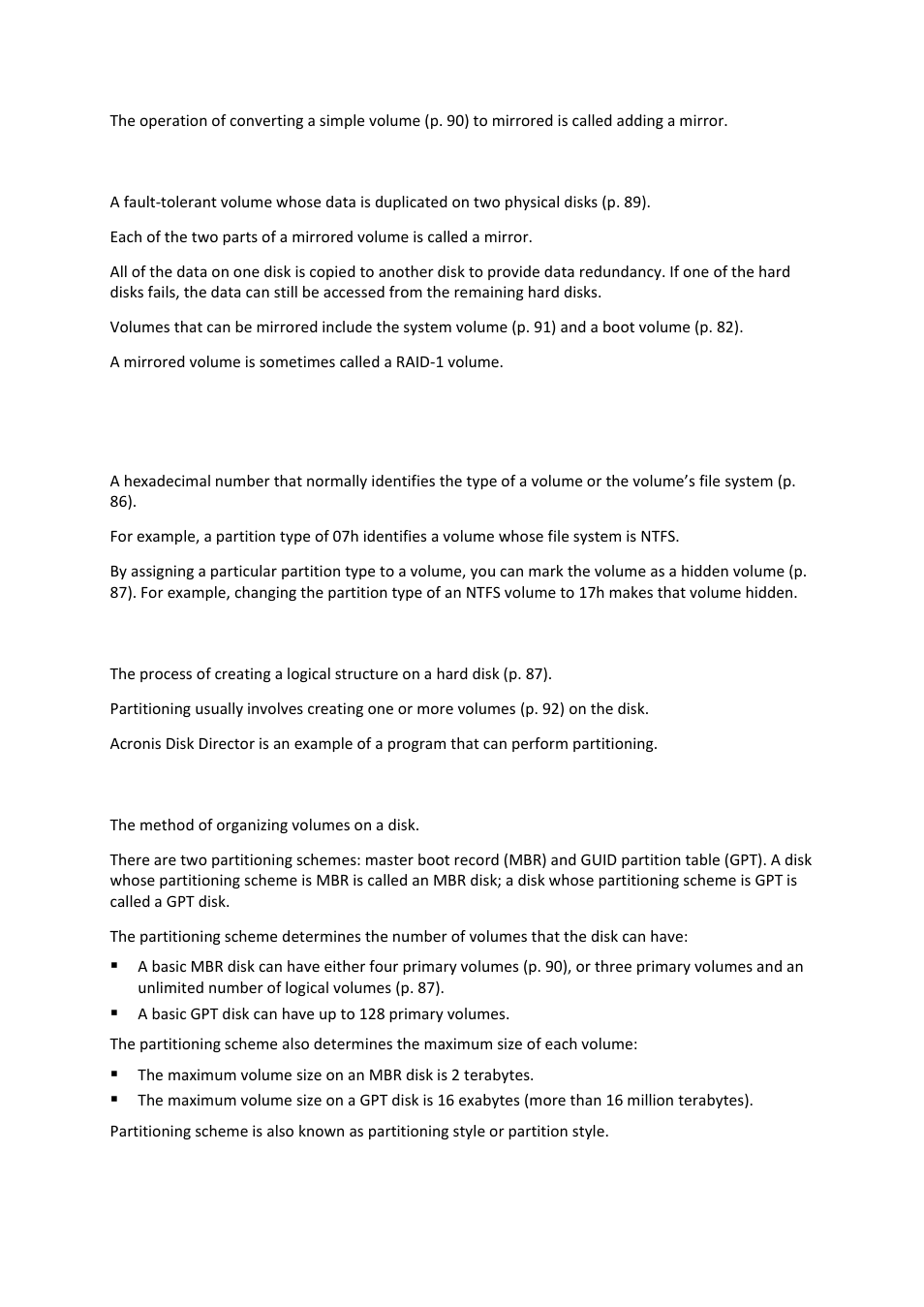 Mirrored volume, Partition type, Partitioning | Partitioning scheme | Acronis Disk Director 11 Advanced Workstation - User Guide User Manual | Page 89 / 93