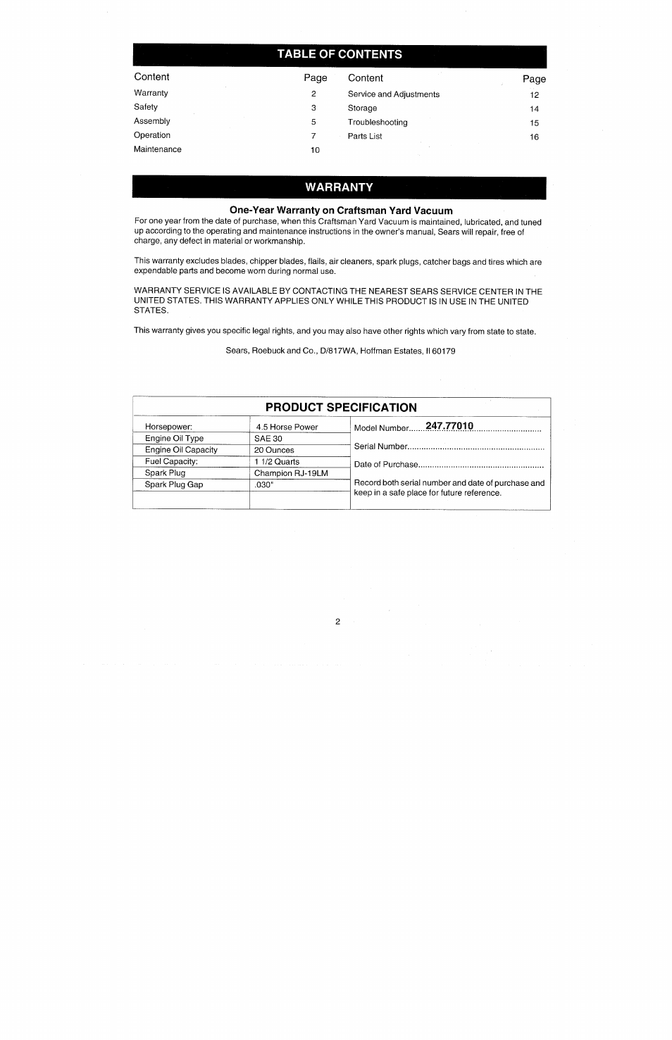 Bolens 247.77010 User Manual | Page 2 / 60