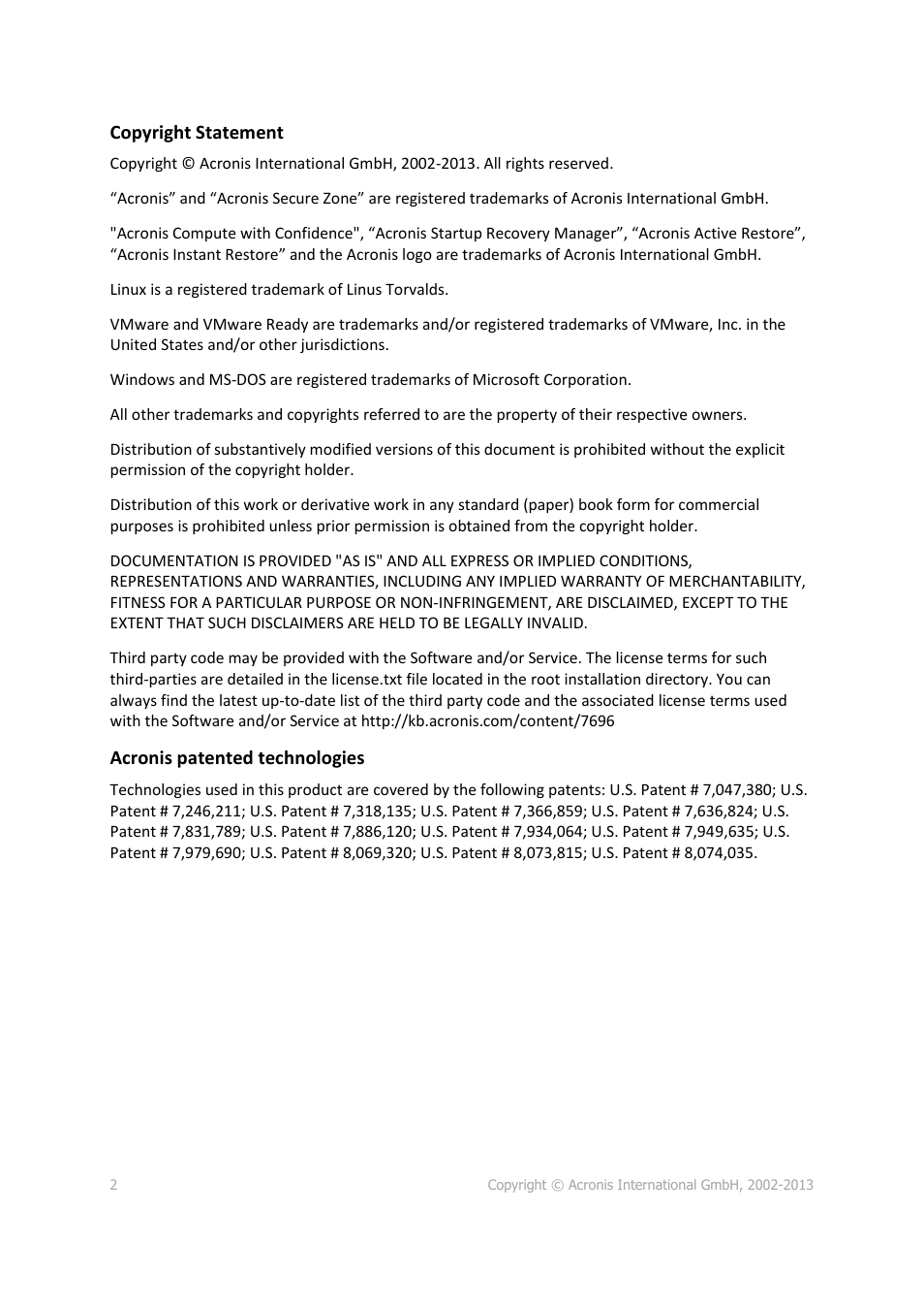 Acronis Backup for VMware 9 - User Guide User Manual | Page 2 / 123