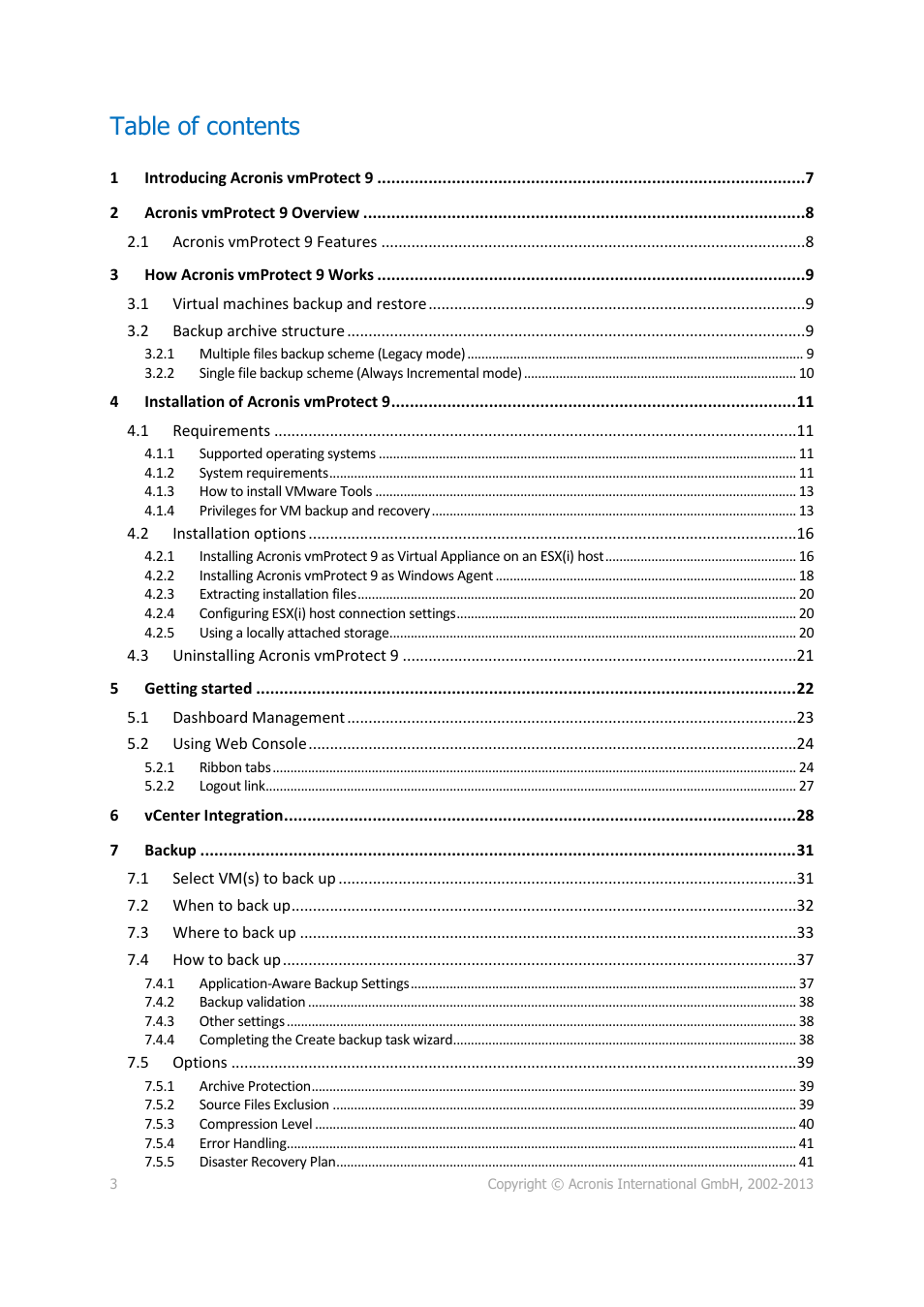 Acronis Backup for VMware 9 - User Guide User Manual | Page 3 / 123