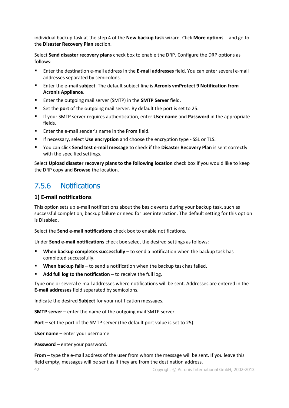 Notifications, 6 notifications | Acronis Backup for VMware 9 - User Guide User Manual | Page 42 / 123