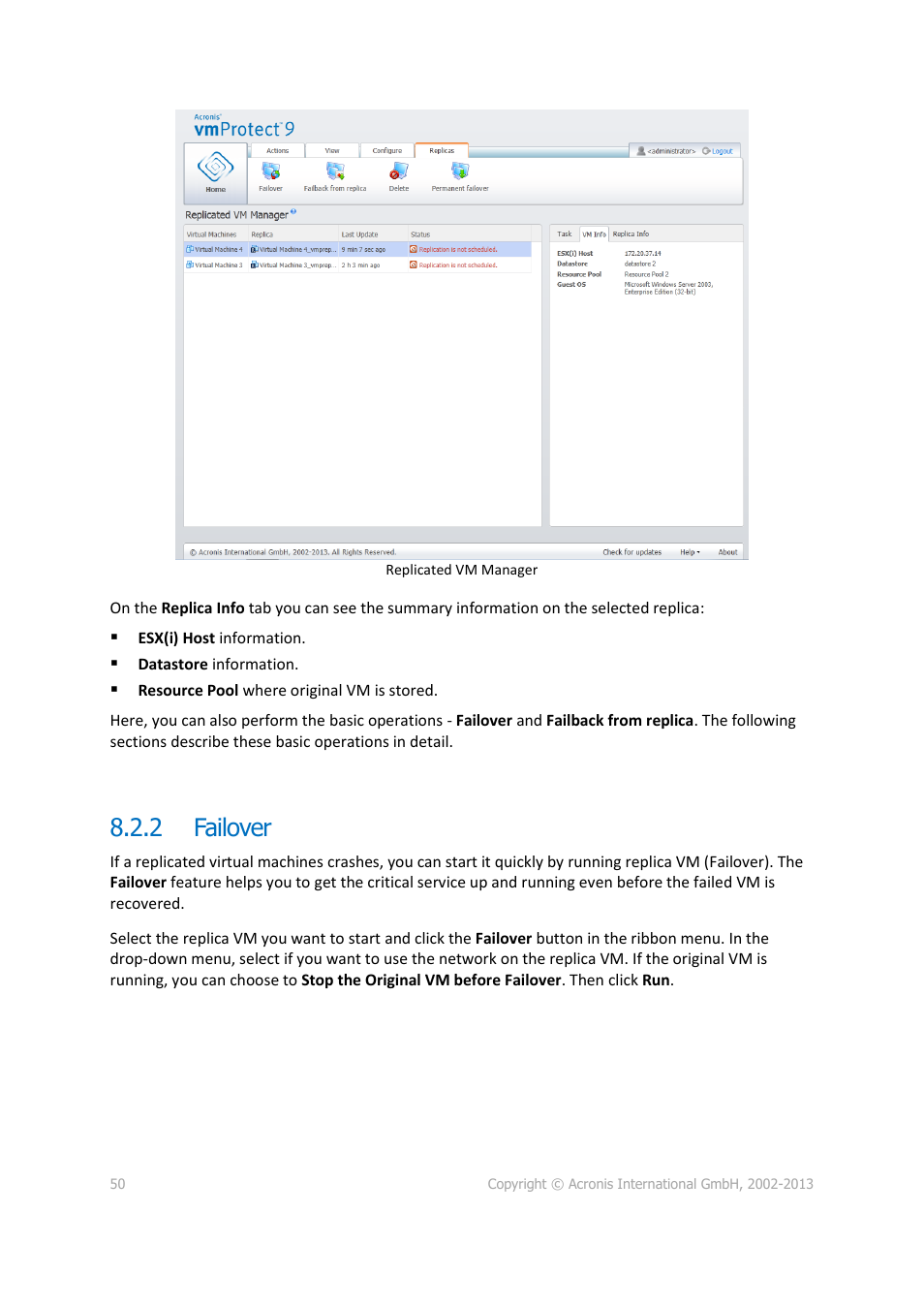 Failover, 2 failover | Acronis Backup for VMware 9 - User Guide User Manual | Page 50 / 123