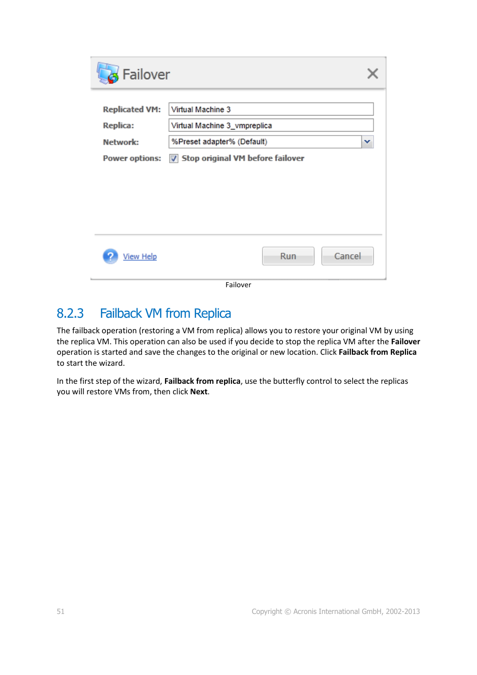 Failback vm from replica, 3 failback vm from replica | Acronis Backup for VMware 9 - User Guide User Manual | Page 51 / 123