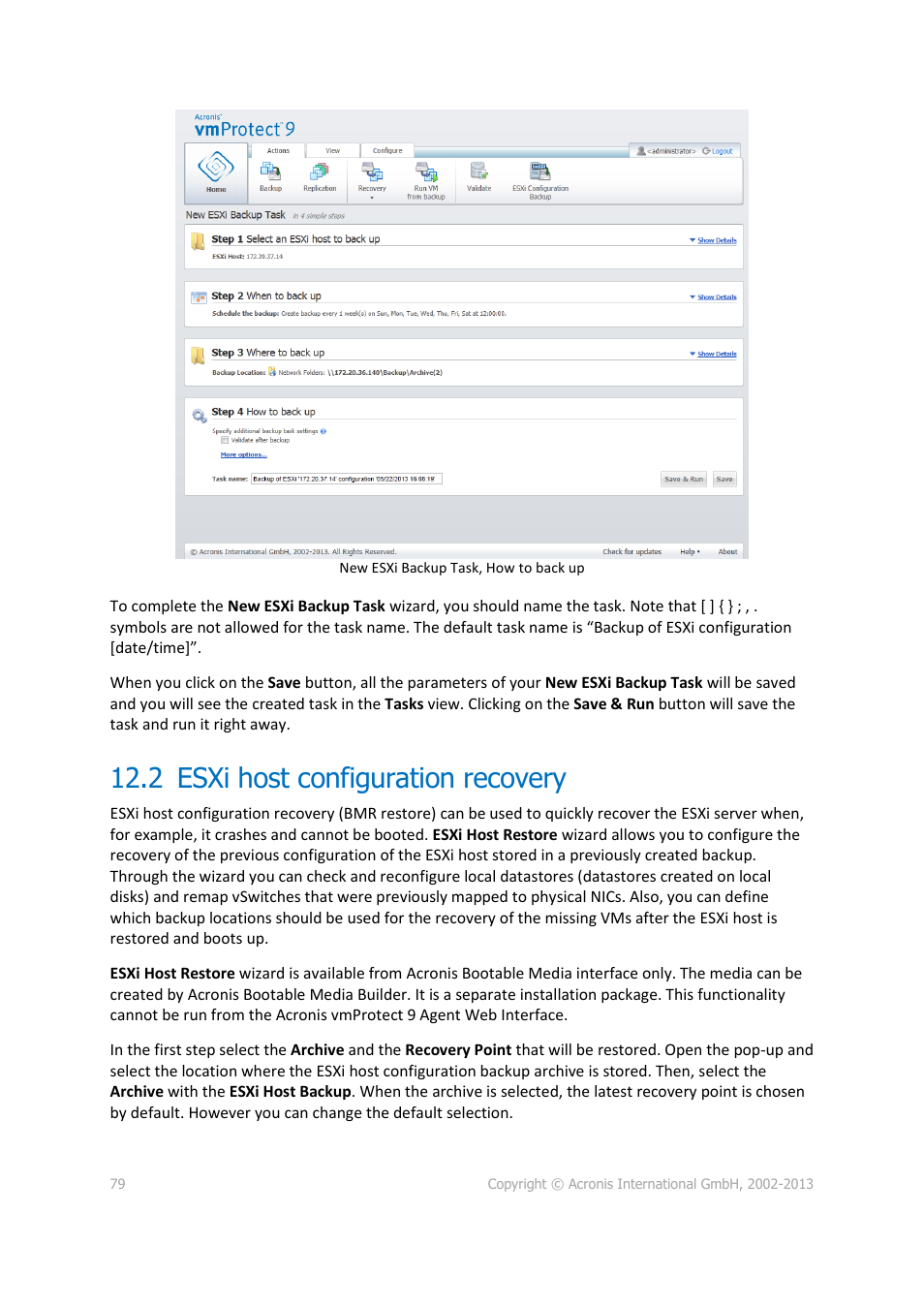 2 esxi host configuration recovery | Acronis Backup for VMware 9 - User Guide User Manual | Page 79 / 123