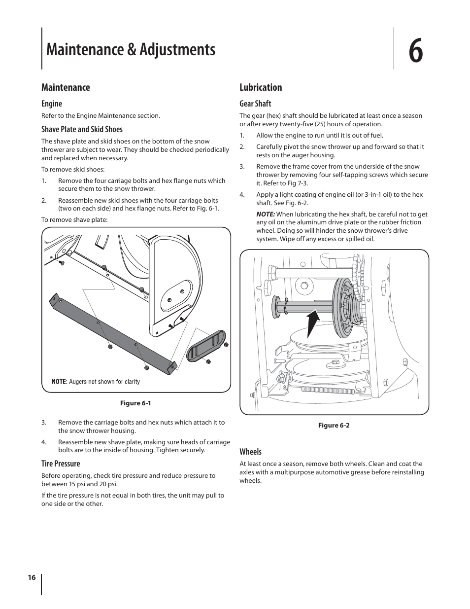 Maintenance & adjustments, Maintenance, Lubrication | MTD 600-Series User Manual | Page 16 / 32