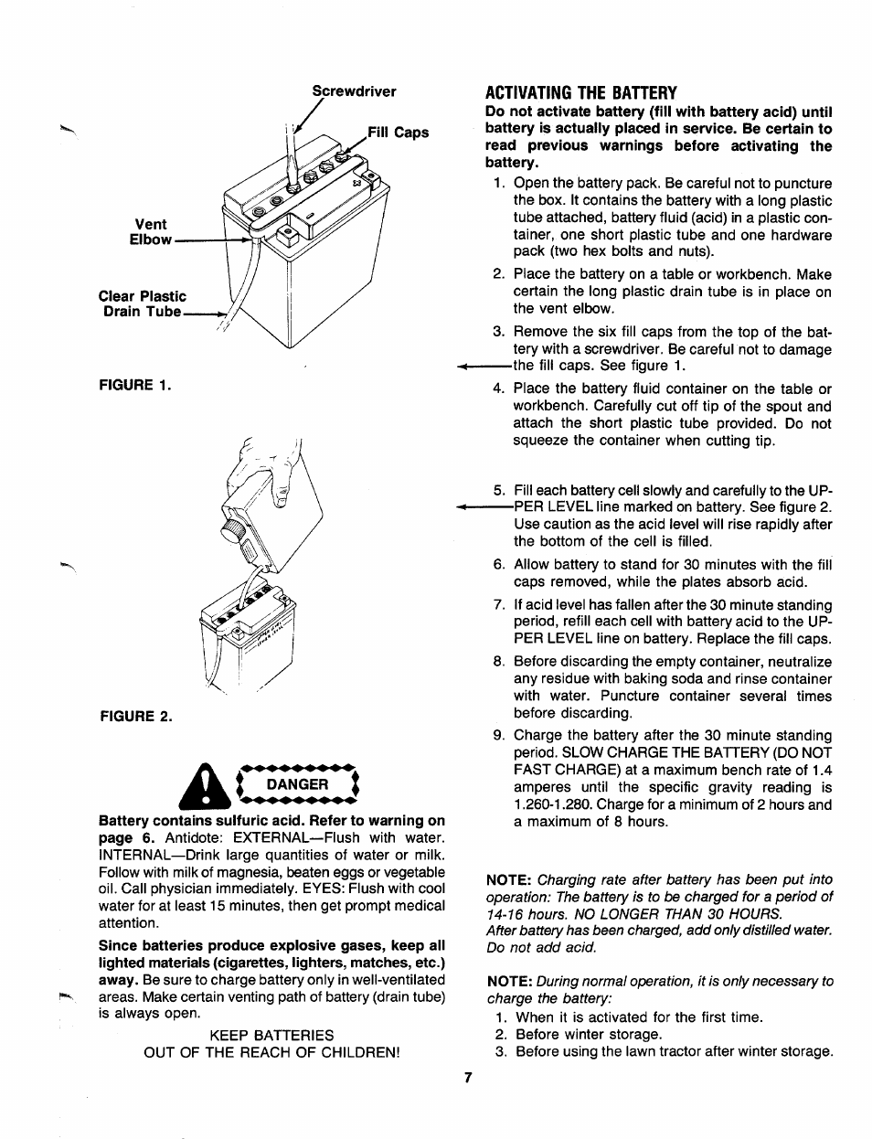 Figure 2, Danger, Activating the bahery | Bolens 130-527-000 User Manual | Page 7 / 32