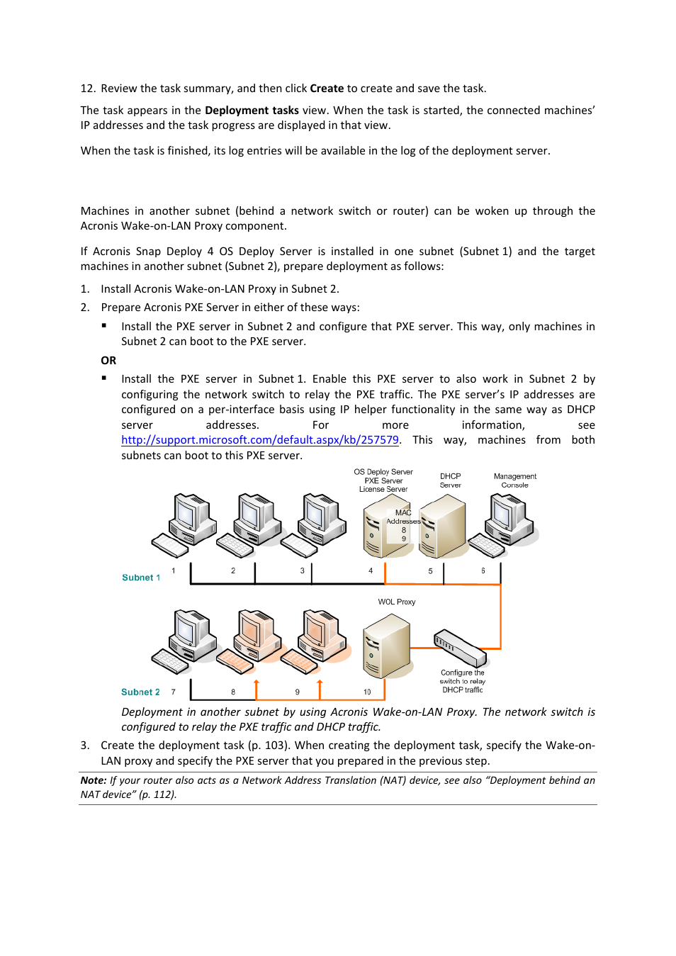 3 deployment in another subnet, P. 106) | Acronis Snap Deploy 4 - User Guide User Manual | Page 106 / 145