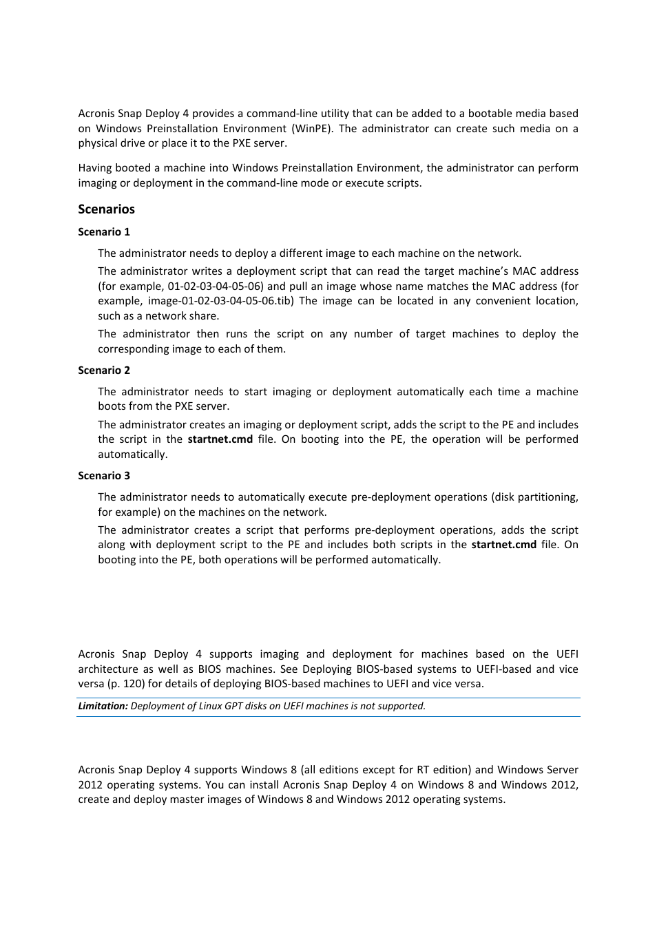 8 command-line mode and scripting under winpe, 3 features of acronis snap deploy 4, 1 new: support for uefi | Command-line mode and scripting under winpe, New: support for uefi, New: support for windows 8 and windows server 2012 | Acronis Snap Deploy 4 - User Guide User Manual | Page 11 / 145