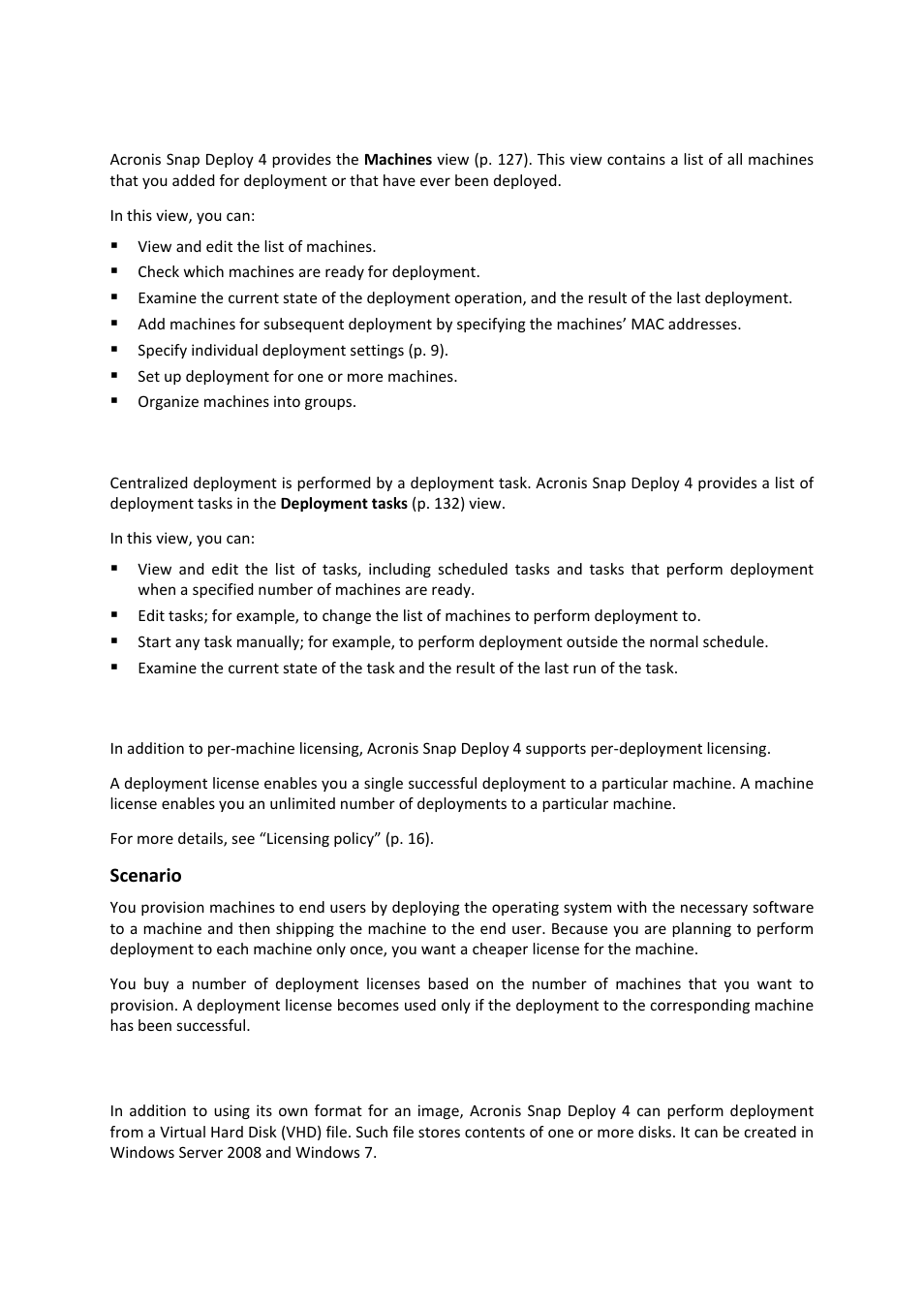 3 new: list of machines, 4 new: list of deployment tasks, 5 new: per-deployment licensing | 6 new: support for the vhd format, New: list of machines, New: list of deployment tasks, New: per-deployment licensing, New: support for the vhd format | Acronis Snap Deploy 4 - User Guide User Manual | Page 12 / 145