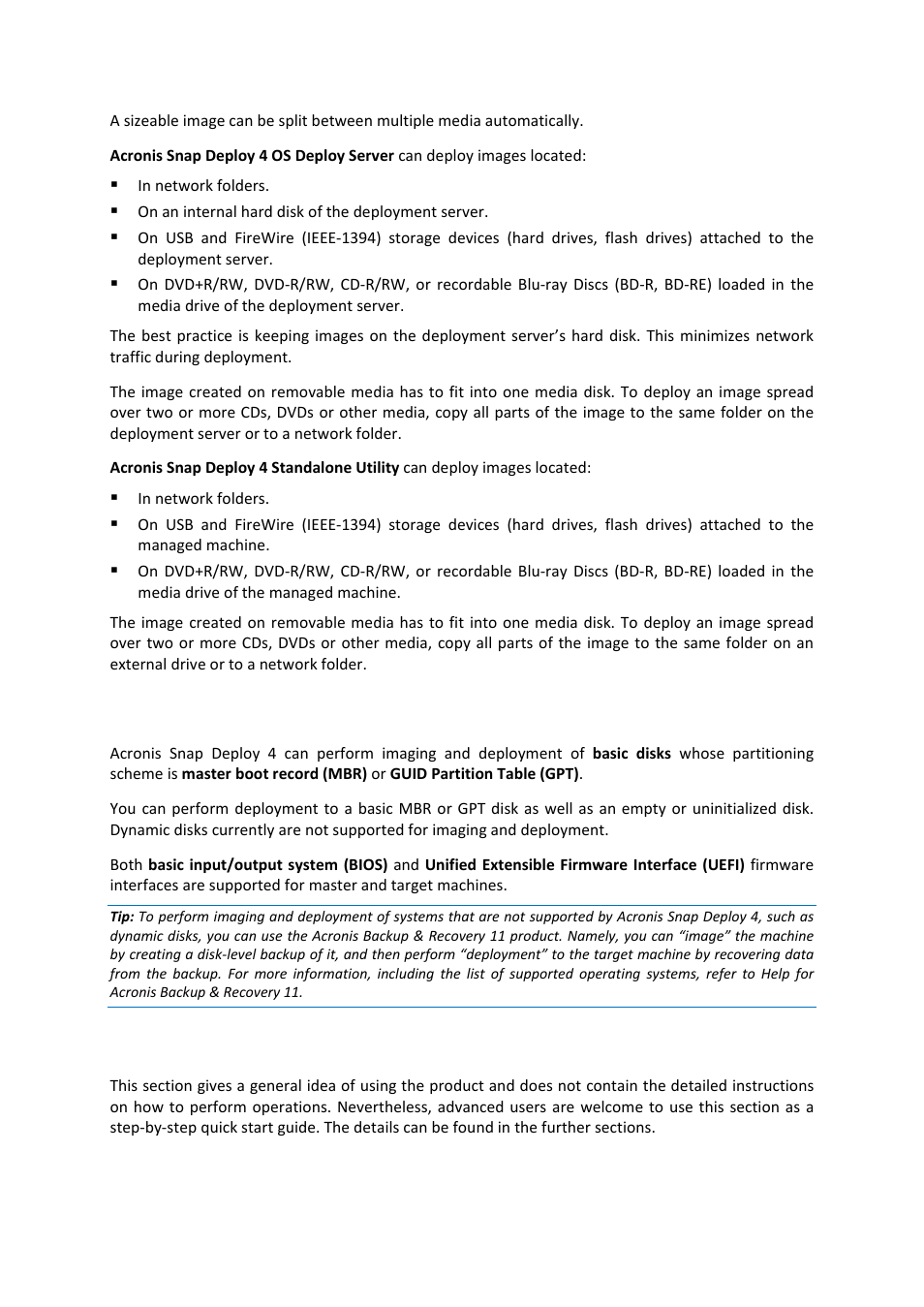 4 supported types of disk and firmware interface, 5 usage | Acronis Snap Deploy 4 - User Guide User Manual | Page 23 / 145