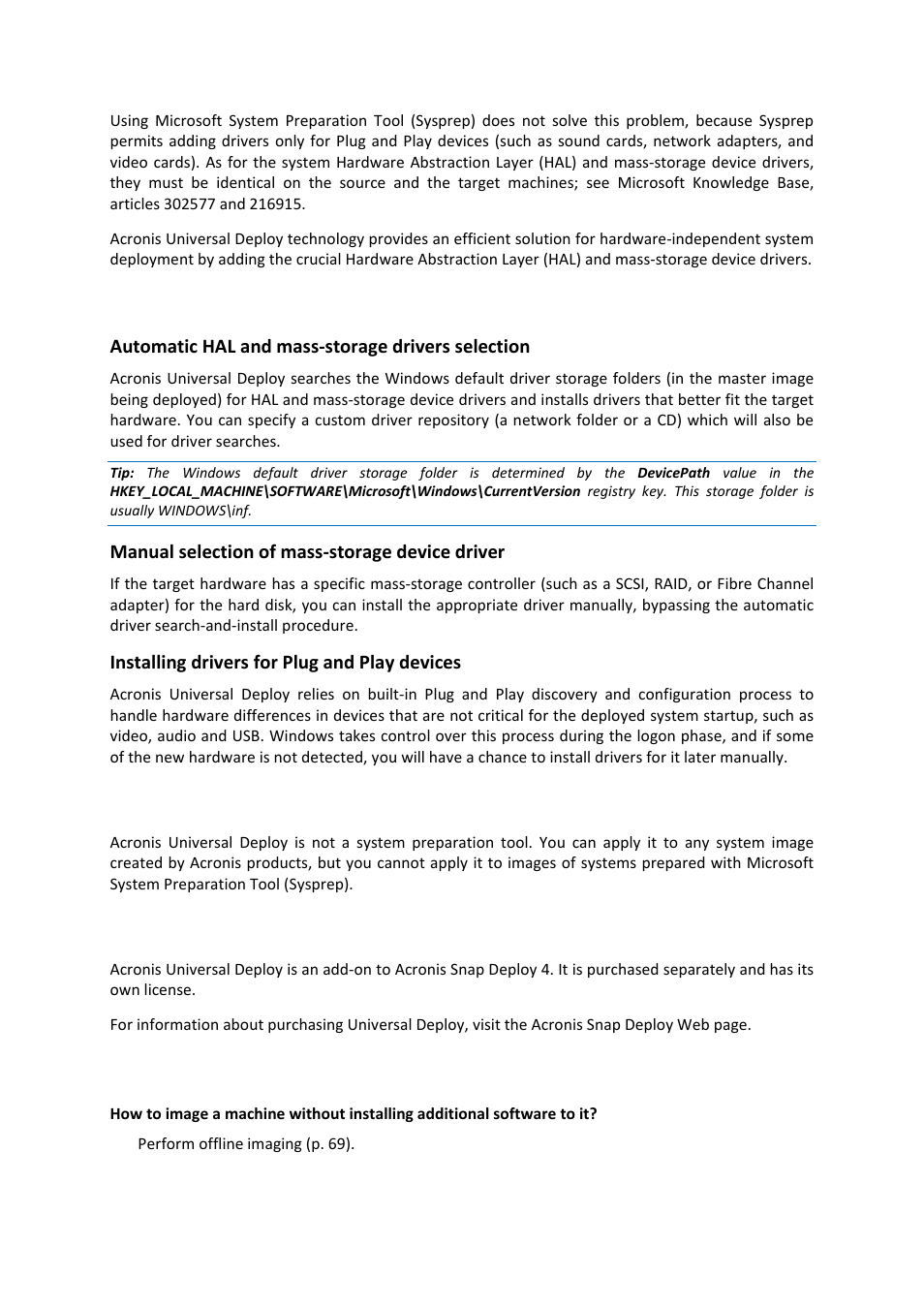 2 acronis universal deploy general principles, 3 acronis universal deploy and microsoft sysprep, 4 getting acronis universal deploy | 7 how to, Acronis universal deploy general principles, Acronis universal deploy and microsoft sysprep, Getting acronis universal deploy | Acronis Snap Deploy 4 - User Guide User Manual | Page 27 / 145