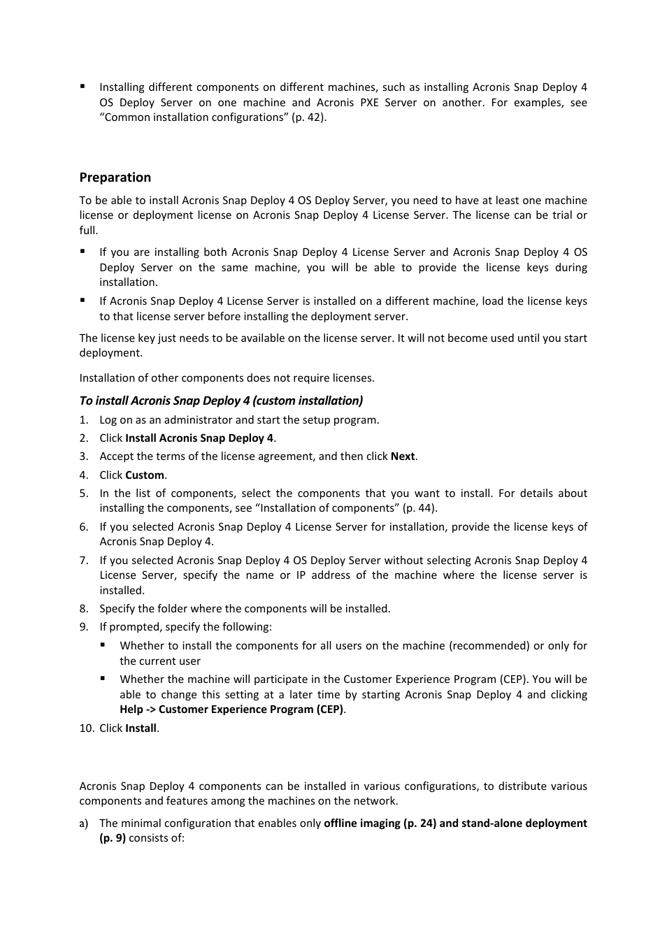1 installation procedure, 2 common installation configurations, Installation procedure | Common installation configurations | Acronis Snap Deploy 4 - User Guide User Manual | Page 42 / 145