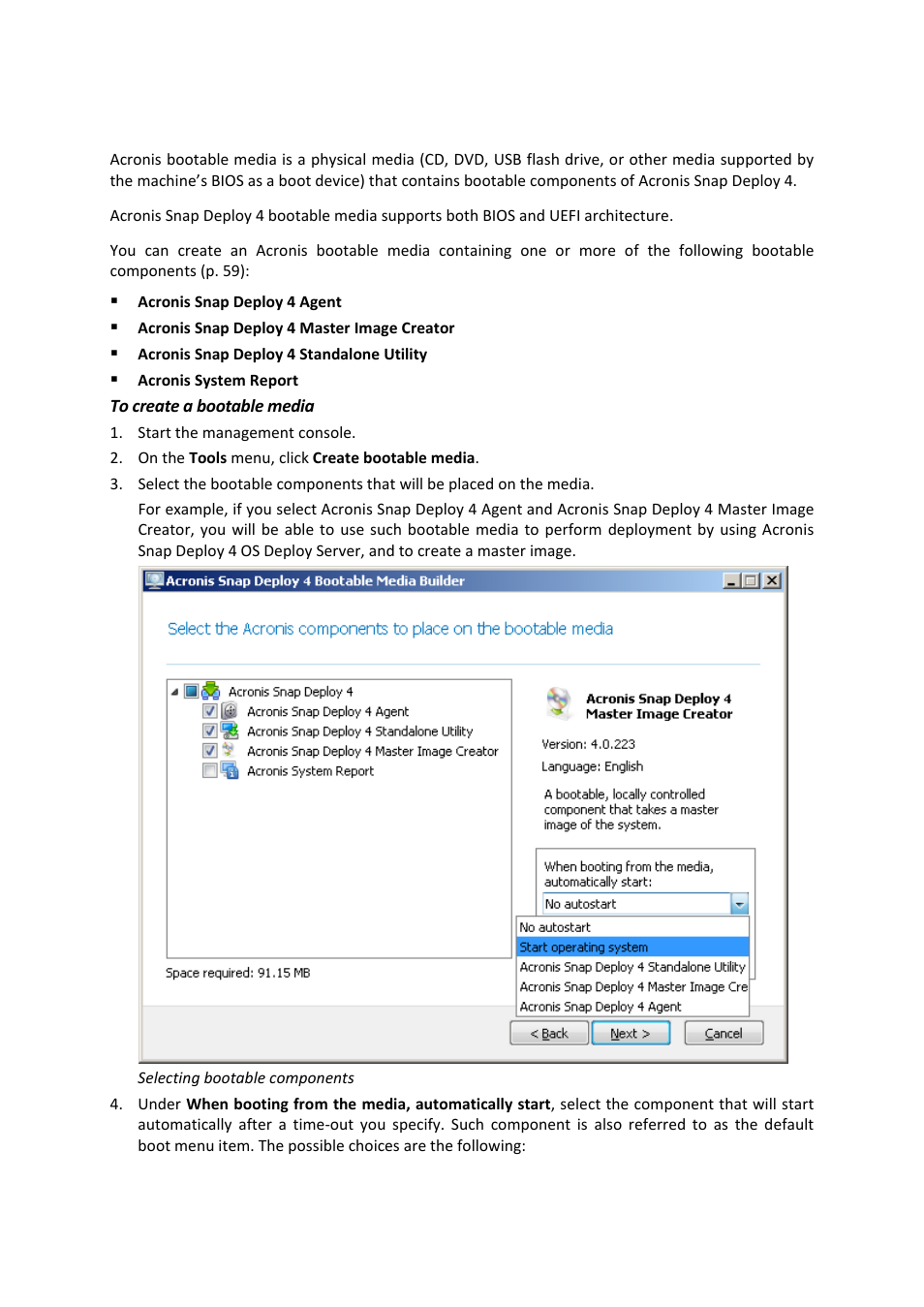 1 creating an acronis bootable media, Creating an acronis bootable media | Acronis Snap Deploy 4 - User Guide User Manual | Page 60 / 145