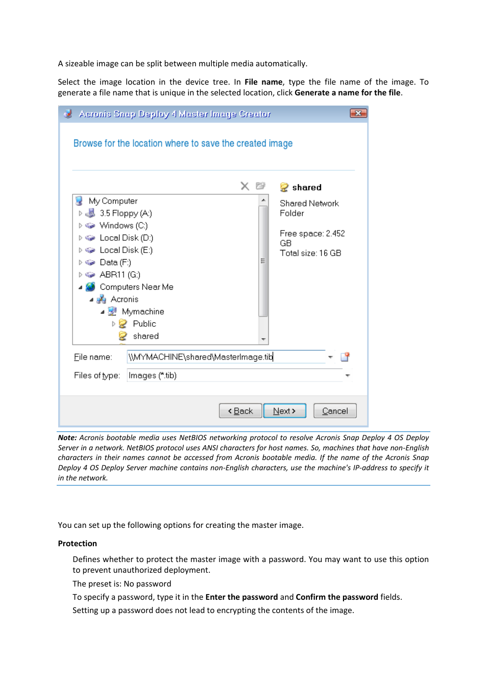3 options of imaging, Options of imaging | Acronis Snap Deploy 4 - User Guide User Manual | Page 74 / 145