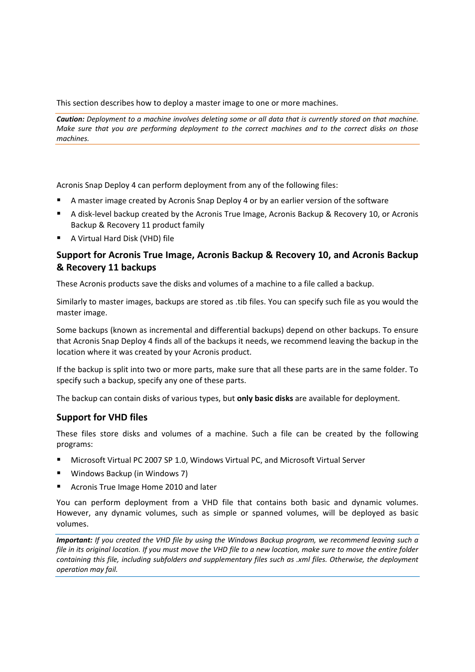 10 deploying a master image, 1 files supported as master images | Acronis Snap Deploy 4 - User Guide User Manual | Page 80 / 145