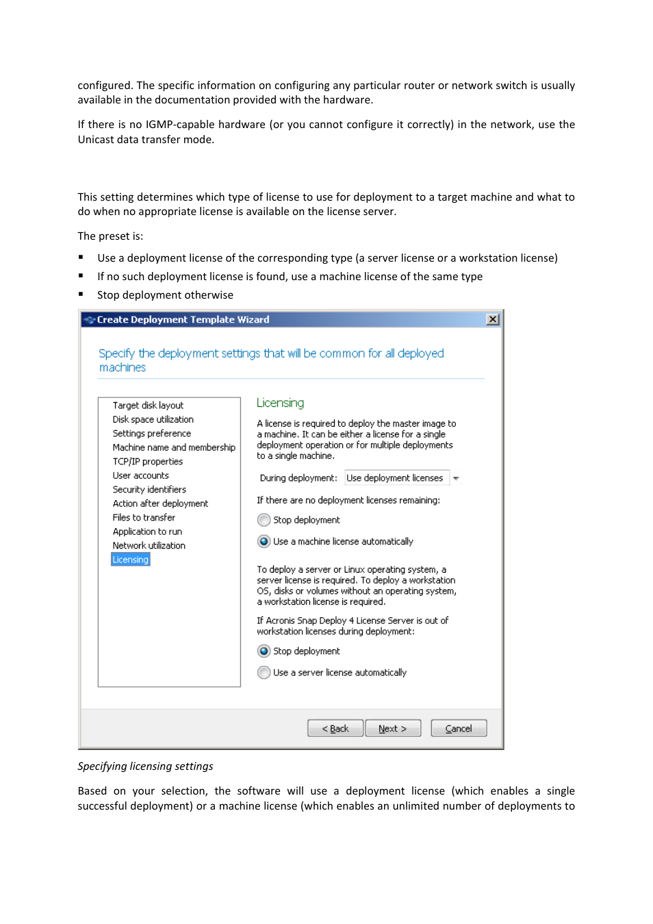 Licensing | Acronis Snap Deploy 4 - User Guide User Manual | Page 95 / 145