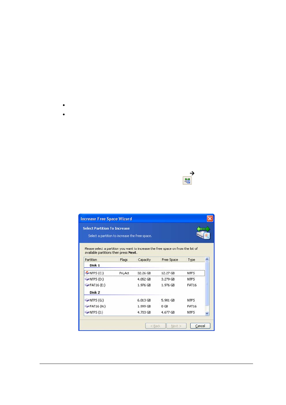 2 increasing partition free space, Ncreasing, Artition | Pace | Acronis Disk Director Server 10.0 - User Guide User Manual | Page 30 / 97