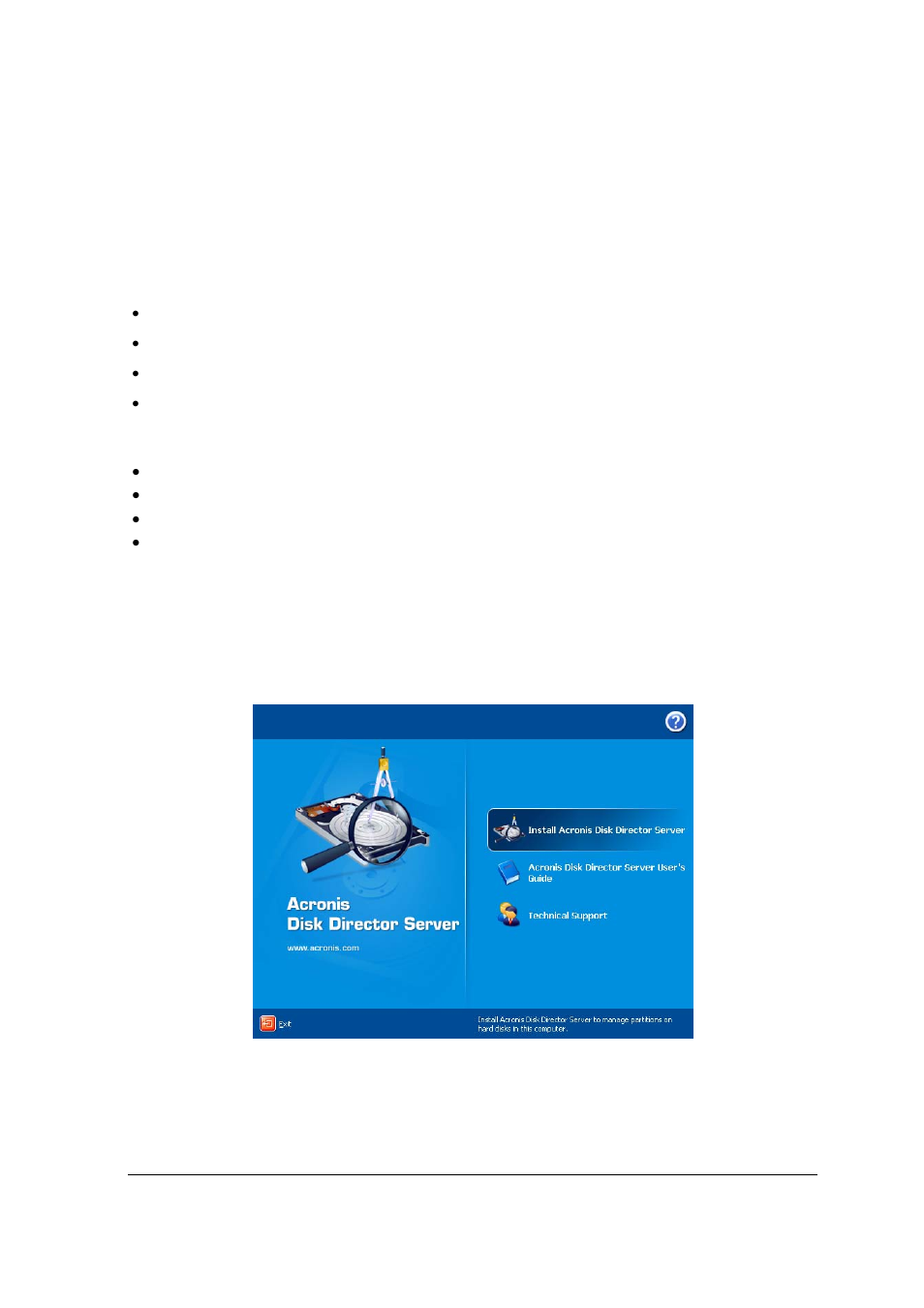 Chapter 2. installation and use, 1 system requirements, 2 supported operating systems | 3 installation process, 1 acronis disk director server installation, Chapter 2, Installation and use, Ystem, Equirements, Nstallation | Acronis Disk Director Server 10.0 - User Guide User Manual | Page 8 / 97
