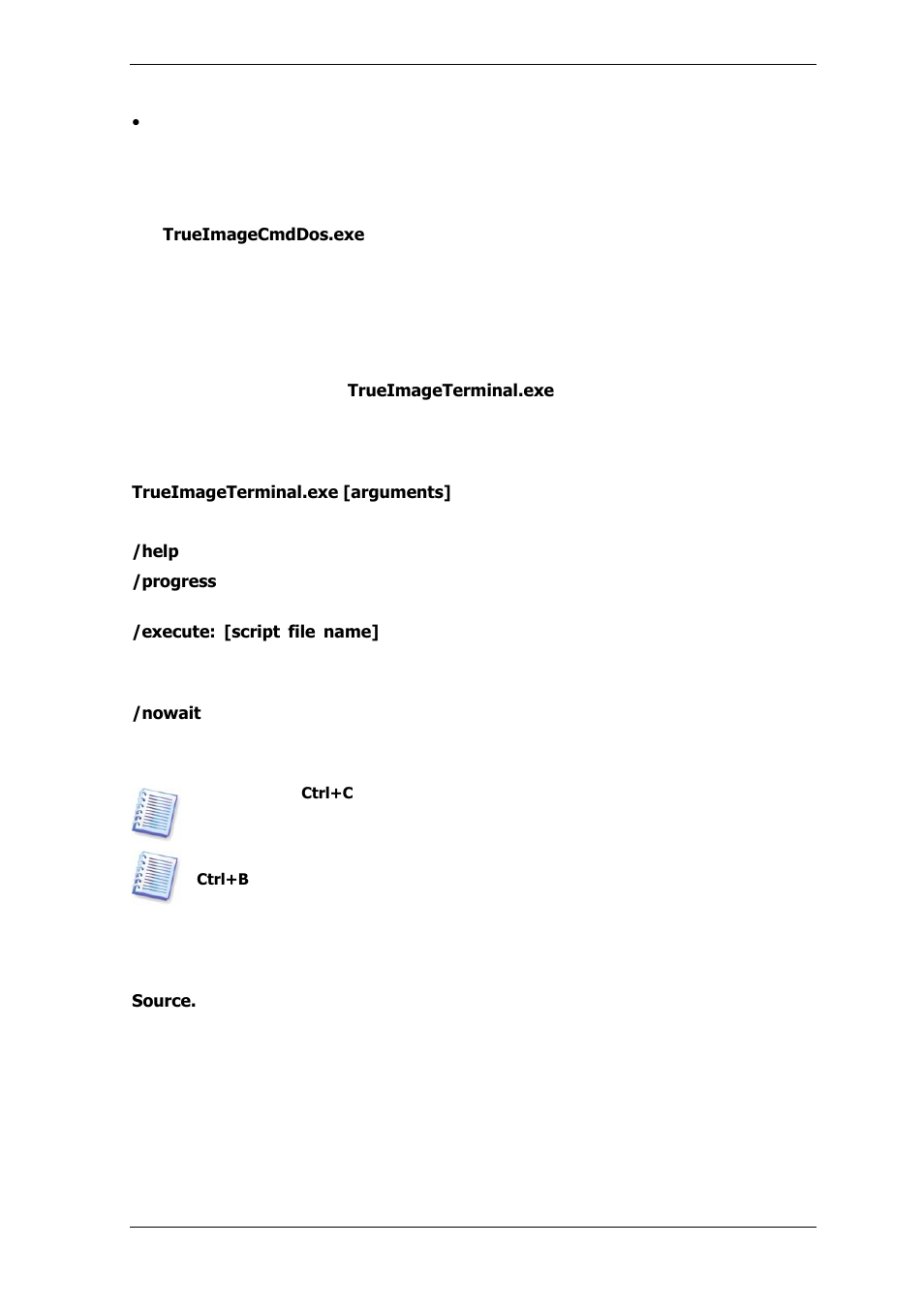 5 command-line mode usage under dos, 2 scripting, 1 script execution parameters | 2 script structure | Acronis True Image Echo Server for Windows - User Guide User Manual | Page 115 / 117