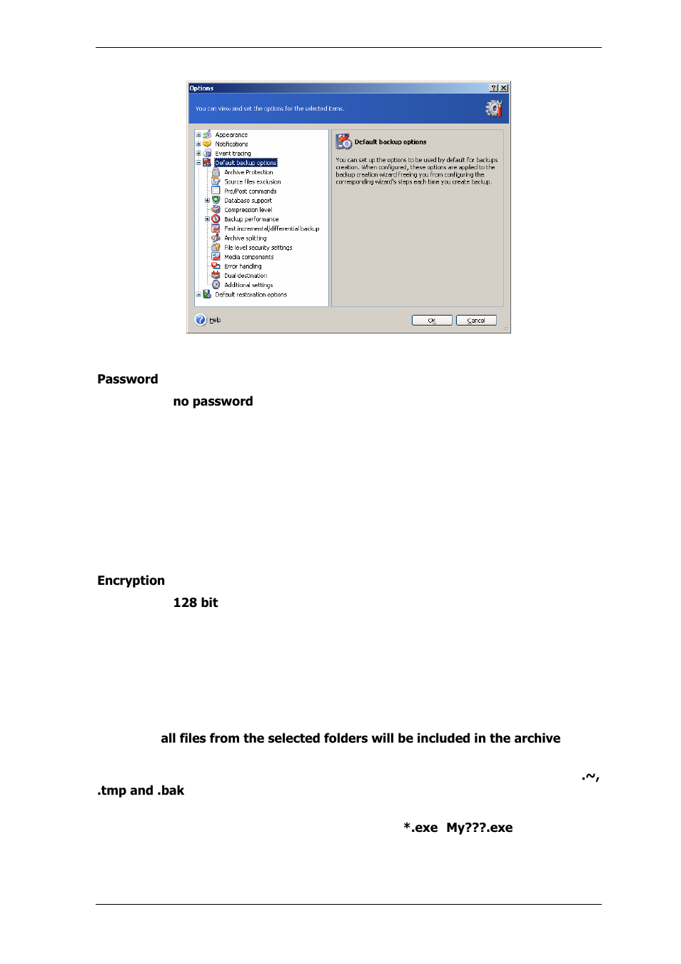 1 archive protection, 2 source files exclusion, 2 source | Files exclusion | Acronis True Image Echo Server for Windows - User Guide User Manual | Page 35 / 117