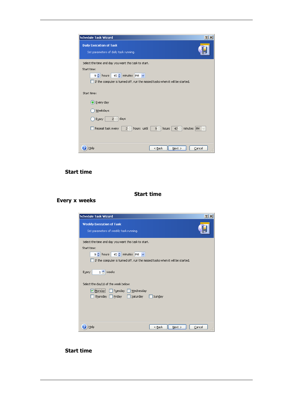 2 setting up weekly execution | Acronis True Image Echo Server for Windows - User Guide User Manual | Page 63 / 117