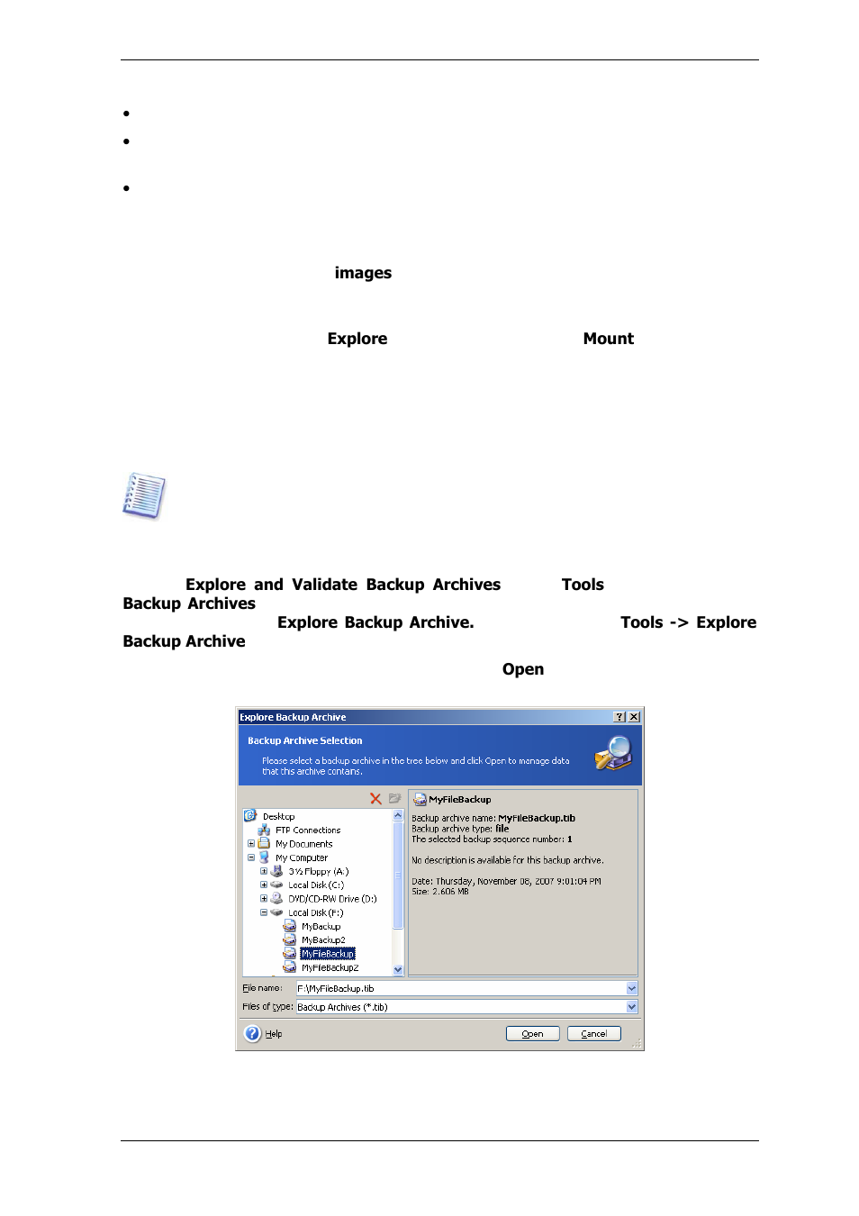 1 exploring an archive | Acronis True Image Echo Server for Windows - User Guide User Manual | Page 75 / 117