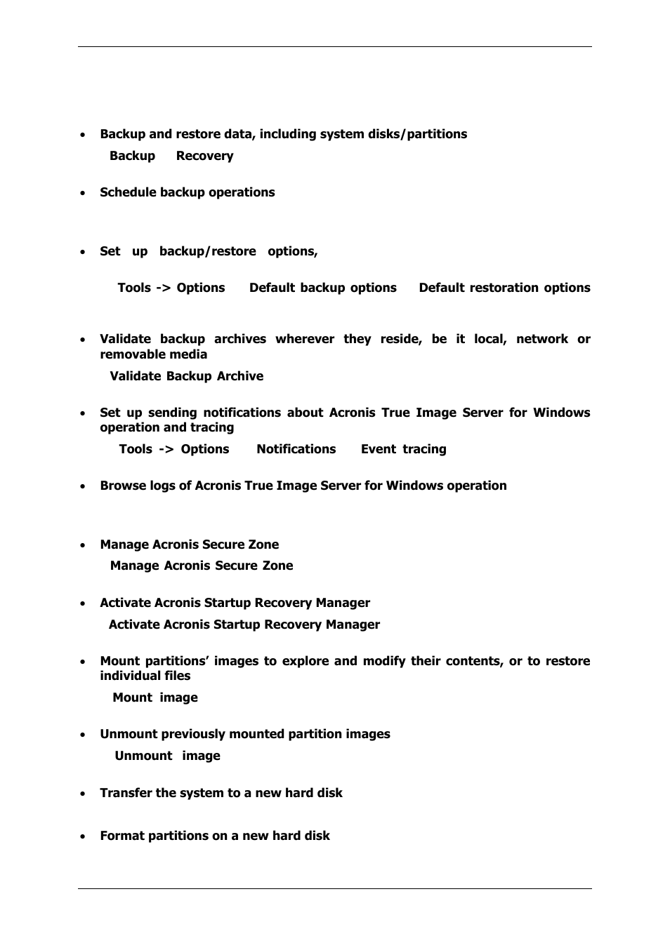 2 available operations | Acronis True Image 9.1 Server for Windows - User Guide User Manual | Page 24 / 91
