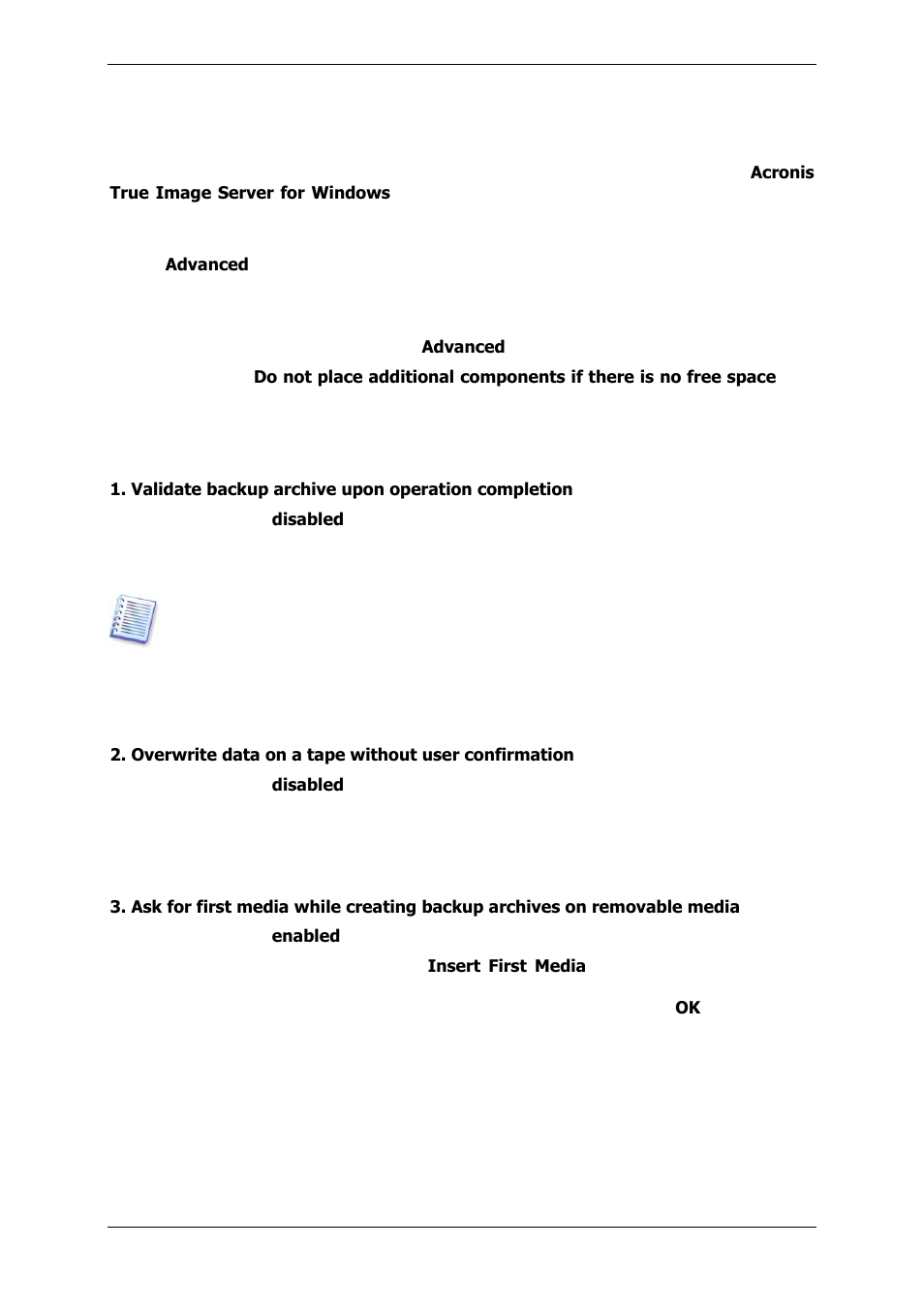 11 additional settings | Acronis True Image 9.1 Server for Windows - User Guide User Manual | Page 38 / 91