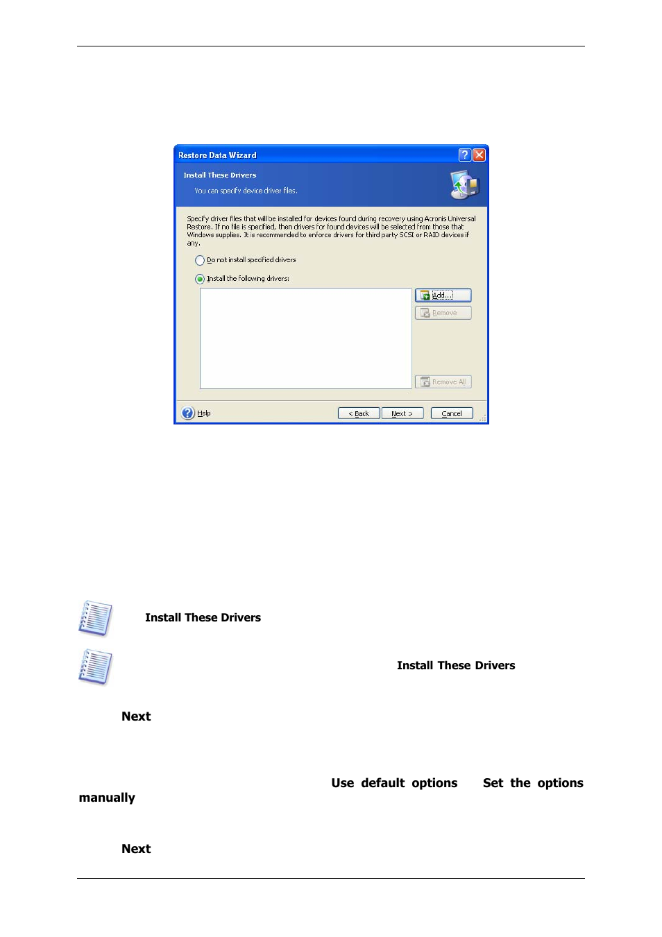 12 setting restore options | Acronis True Image 9.1 Server for Windows - User Guide User Manual | Page 49 / 91