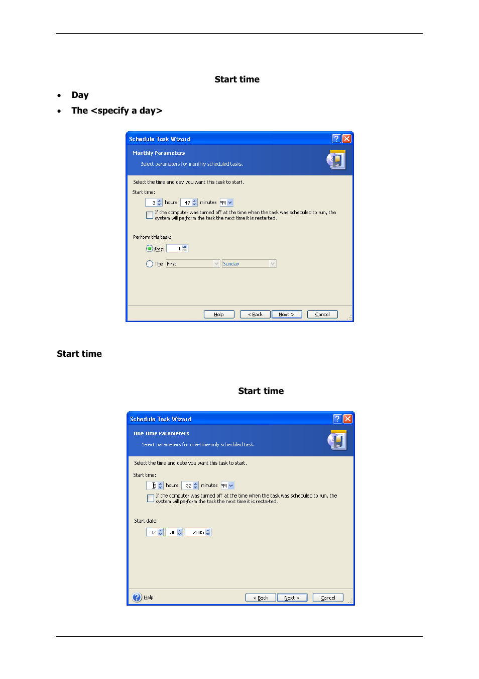 3 setting up monthly execution, 4 setting up one-time execution | Acronis True Image 9.1 Server for Windows - User Guide User Manual | Page 56 / 91