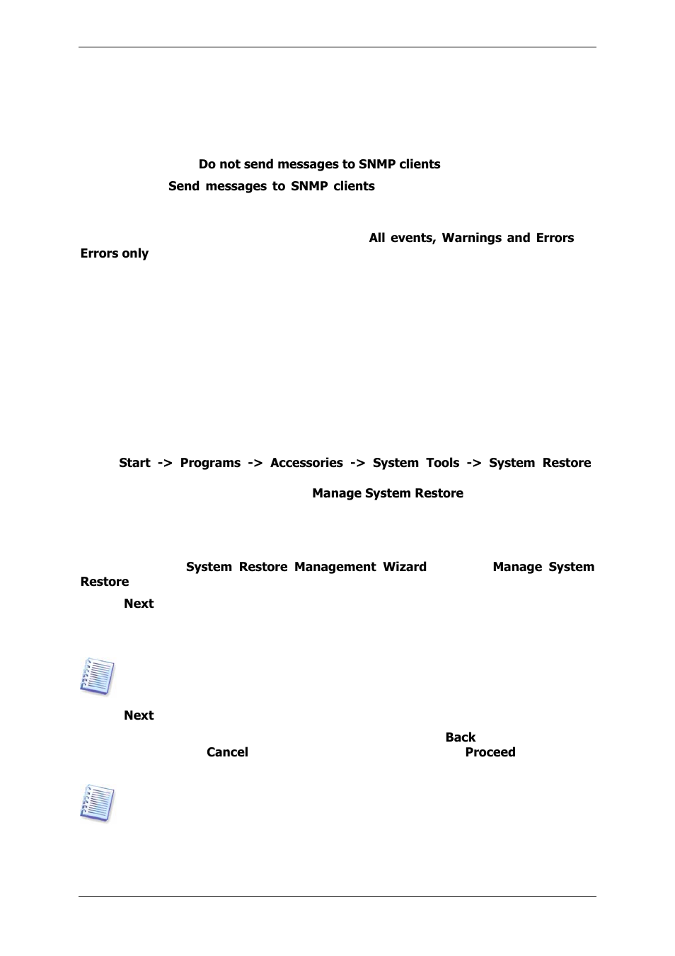2 snmp notifications, 5 managing system restore, 5 managing sys em restore | Acronis True Image 9.1 Server for Windows - User Guide User Manual | Page 68 / 91