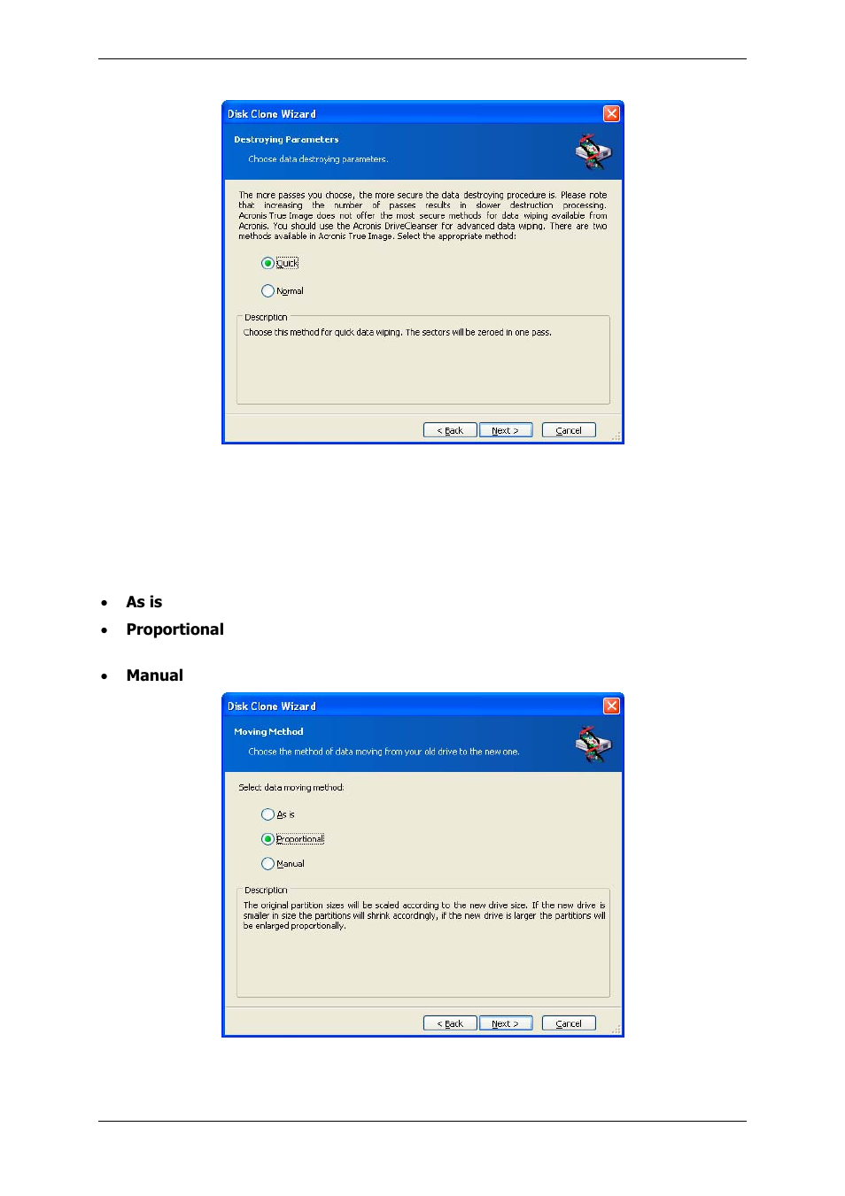 8 selecting partition transfer method | Acronis True Image 9.1 Server for Windows - User Guide User Manual | Page 77 / 91