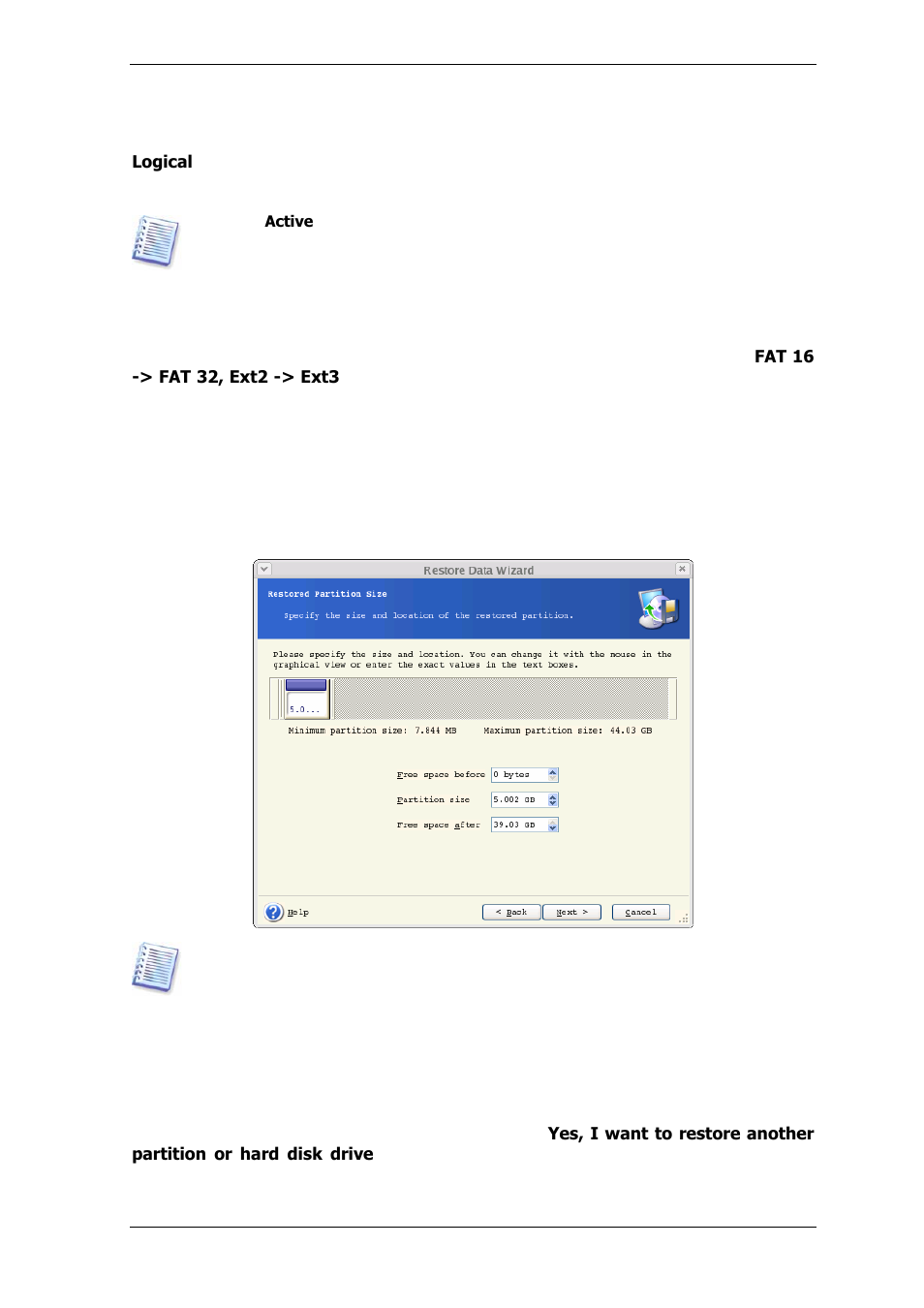 7 changing the restored partition file system, 9 restoring several disks or partitions at once | Acronis True Image Echo Server for Linux - User Guide User Manual | Page 42 / 87
