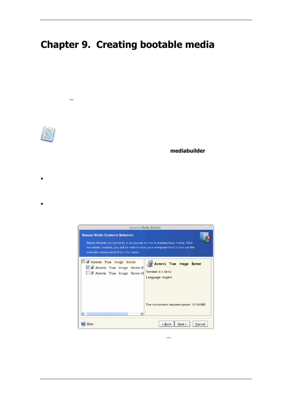Chapter 9. creating bootable media | Acronis True Image Echo Server for Linux - User Guide User Manual | Page 57 / 87