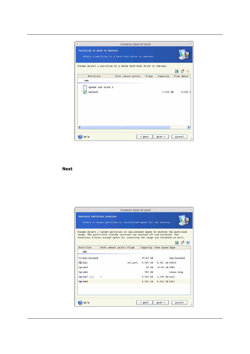Selecting a target disk/partition | Acronis True Image 9.1 Server for Linux - User Guide User Manual | Page 41 / 82