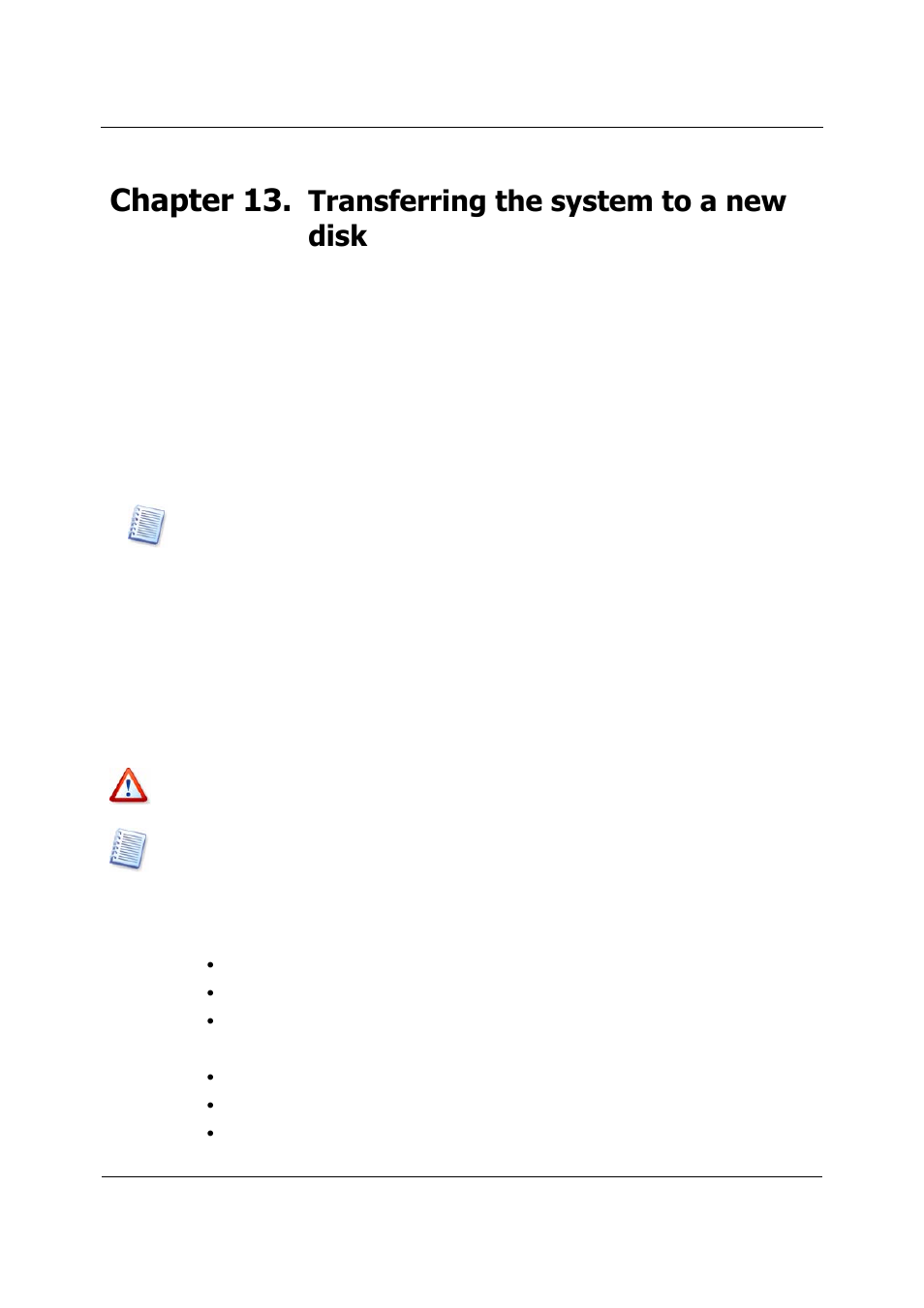 Transferring the system to a new disk, General information, Chapter 13 | Eneral information | Acronis True Image 9.1 Server for Linux - User Guide User Manual | Page 73 / 82