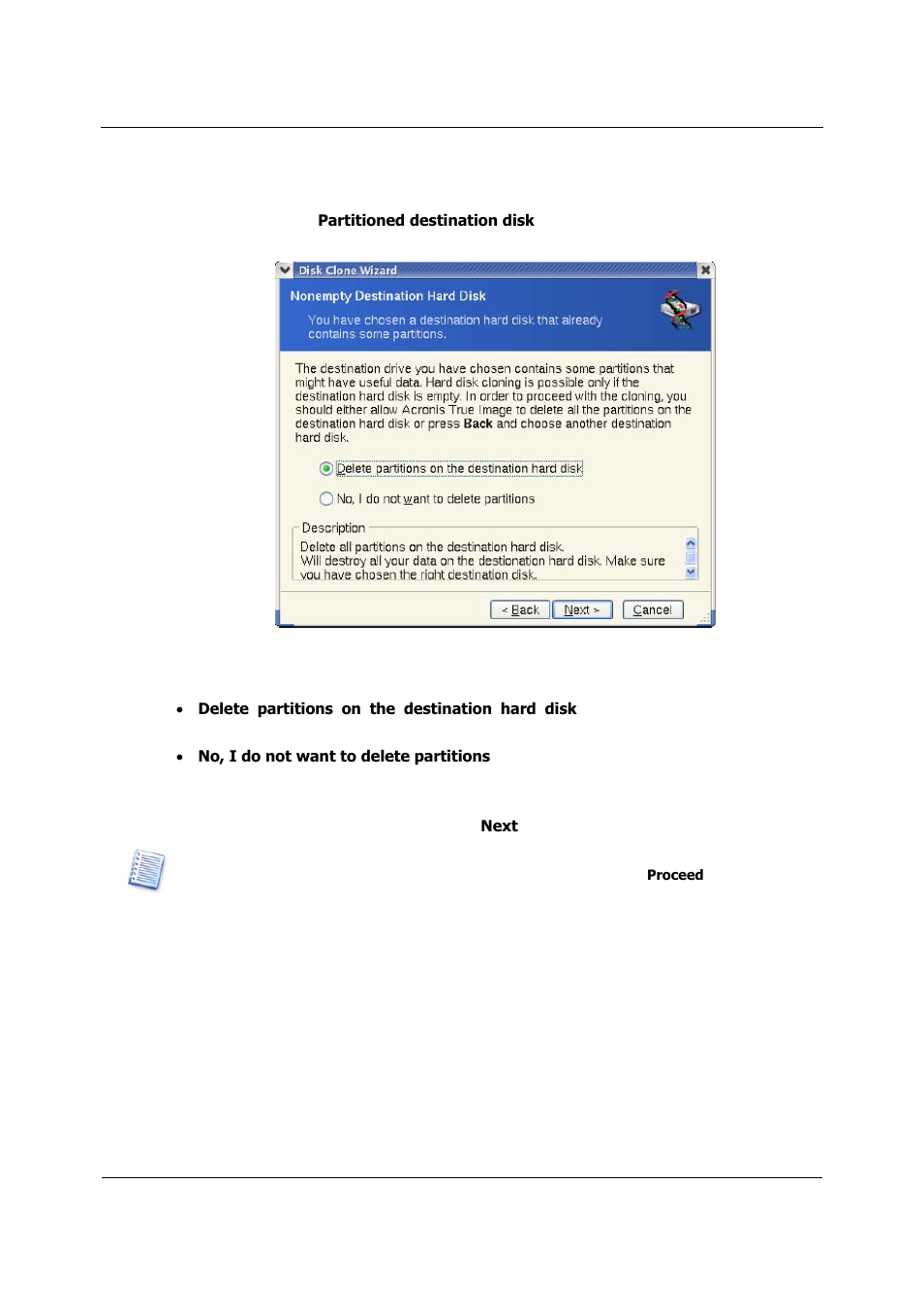 Partitioned destination disk, Old and new disk partition layout | Acronis True Image 9.1 Server for Linux - User Guide User Manual | Page 76 / 82