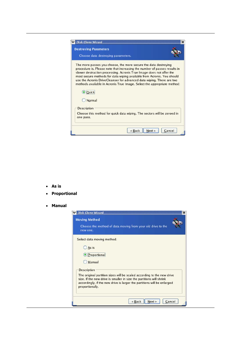 Selecting partition transfer method | Acronis True Image 9.1 Server for Linux - User Guide User Manual | Page 78 / 82