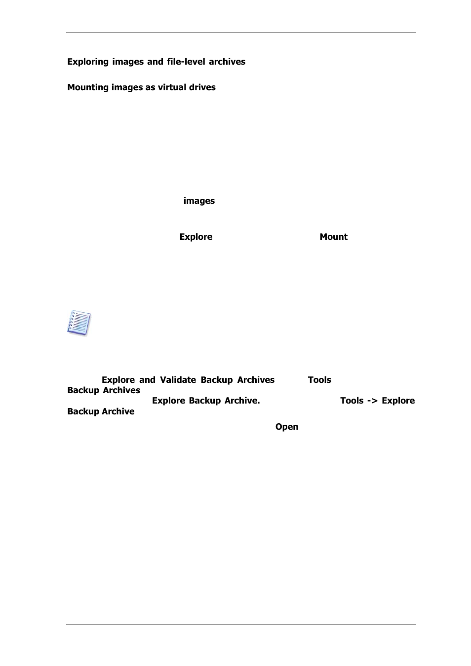 1 exploring an archive | Acronis True Image for MS SBS Server  - User Guide User Manual | Page 115 / 157