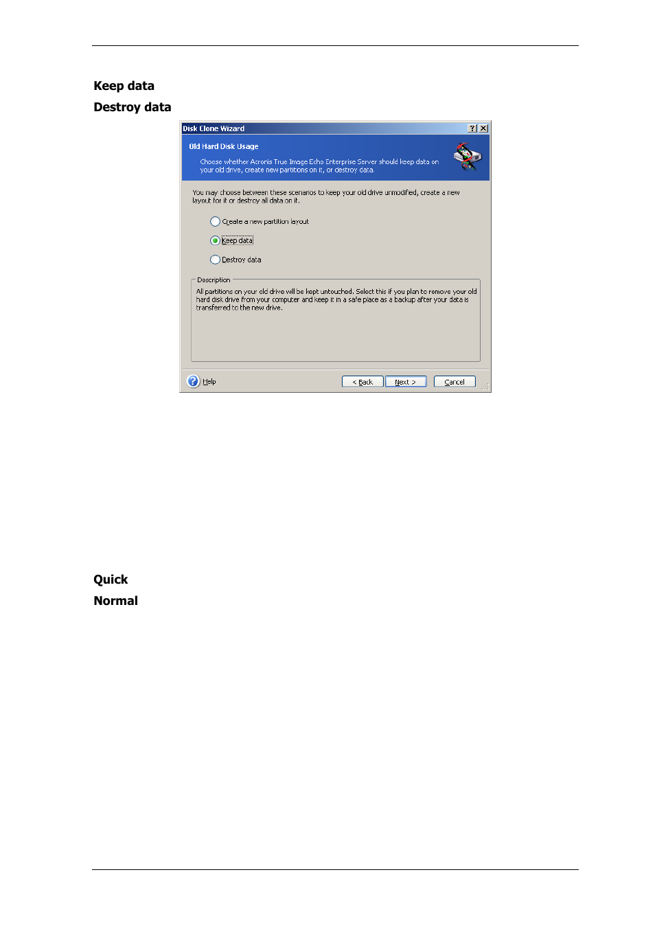7 destroying the old disk data | Acronis True Image for MS SBS Server  - User Guide User Manual | Page 135 / 157