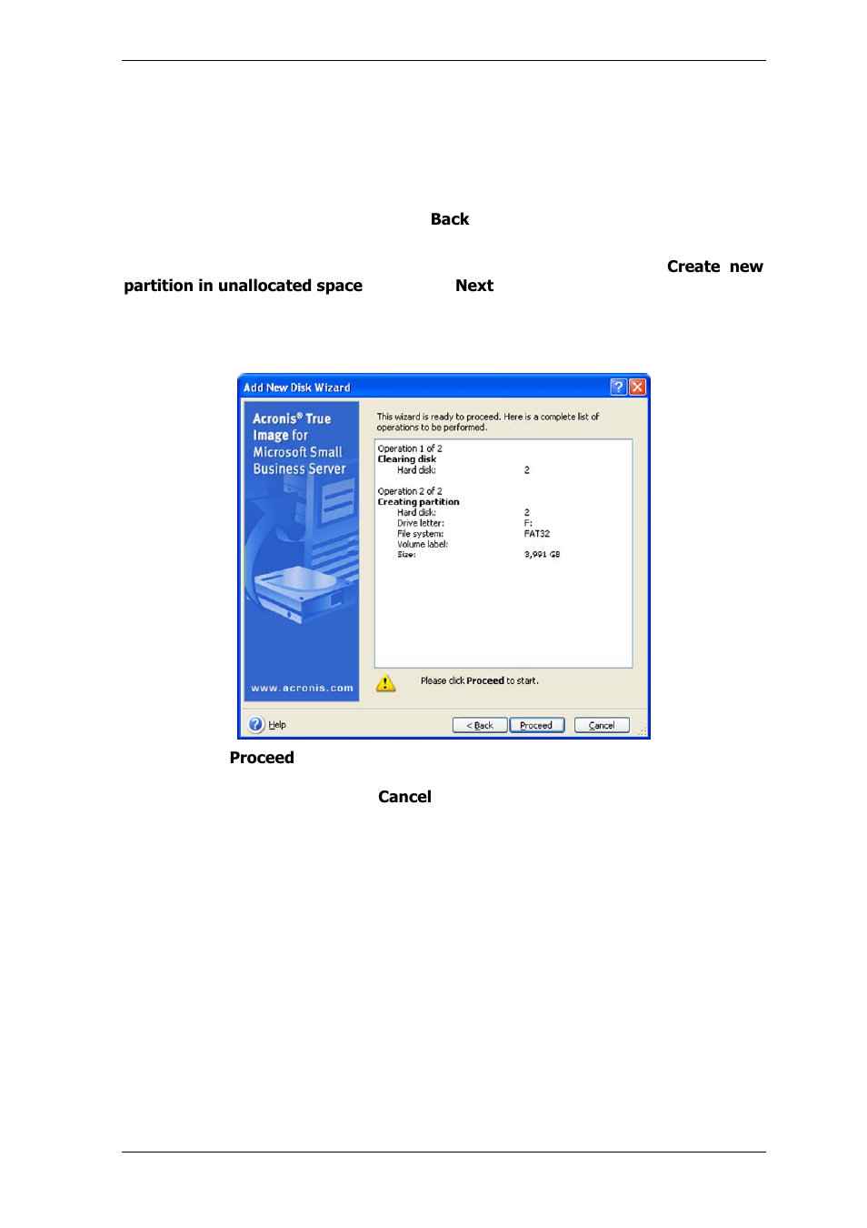 3 disk add summary | Acronis True Image for MS SBS Server  - User Guide User Manual | Page 141 / 157