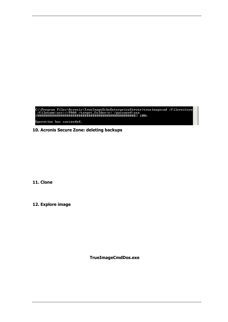 5 command-line mode usage under dos | Acronis True Image for MS SBS Server  - User Guide User Manual | Page 155 / 157