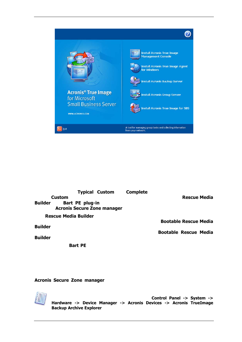 Acronis true image agent for windows | Acronis True Image for MS SBS Server  - User Guide User Manual | Page 20 / 157