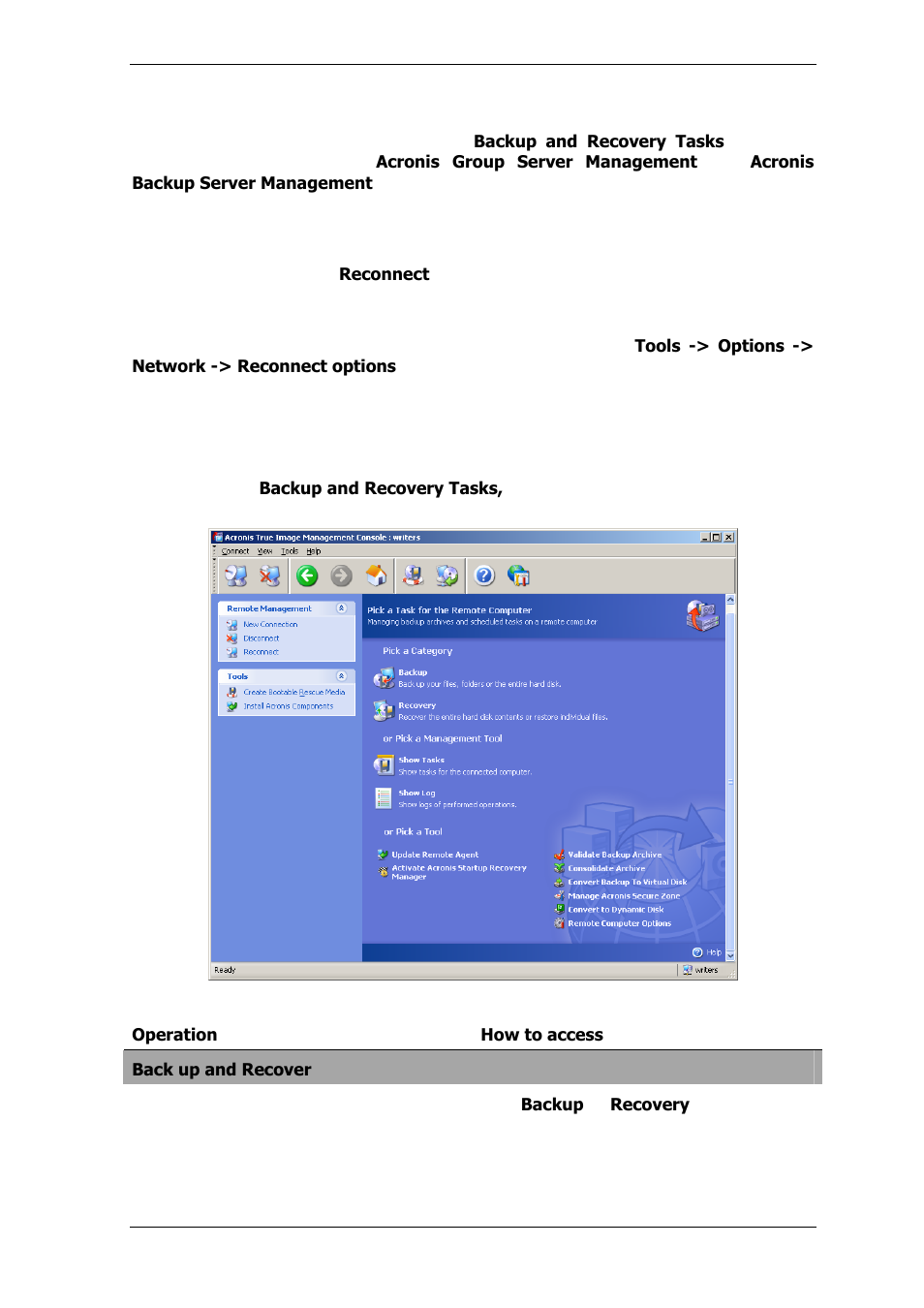 2 backup and recovery tasks | Acronis True Image for MS SBS Server  - User Guide User Manual | Page 44 / 157