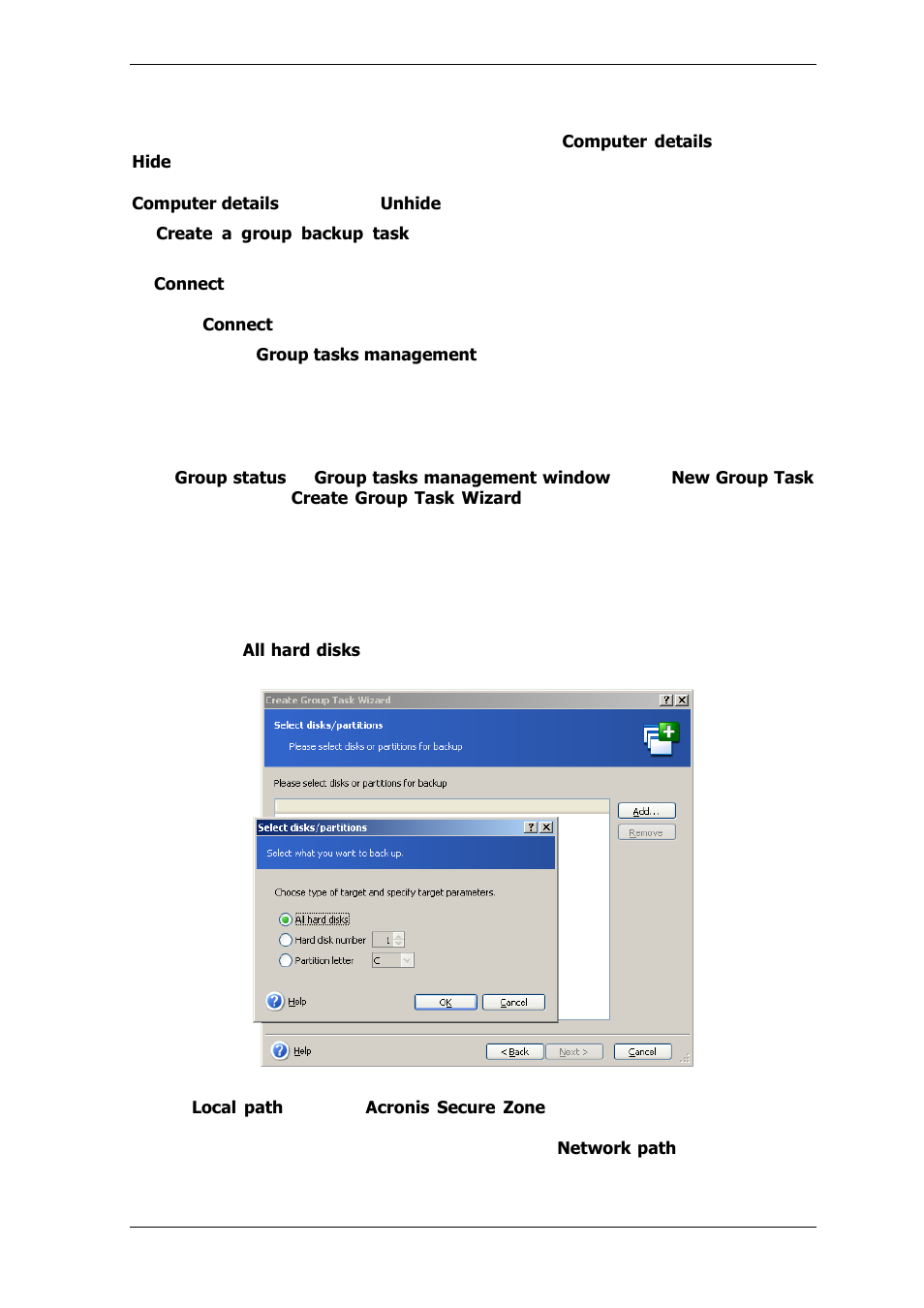2 creating new group tasks | Acronis True Image for MS SBS Server  - User Guide User Manual | Page 48 / 157